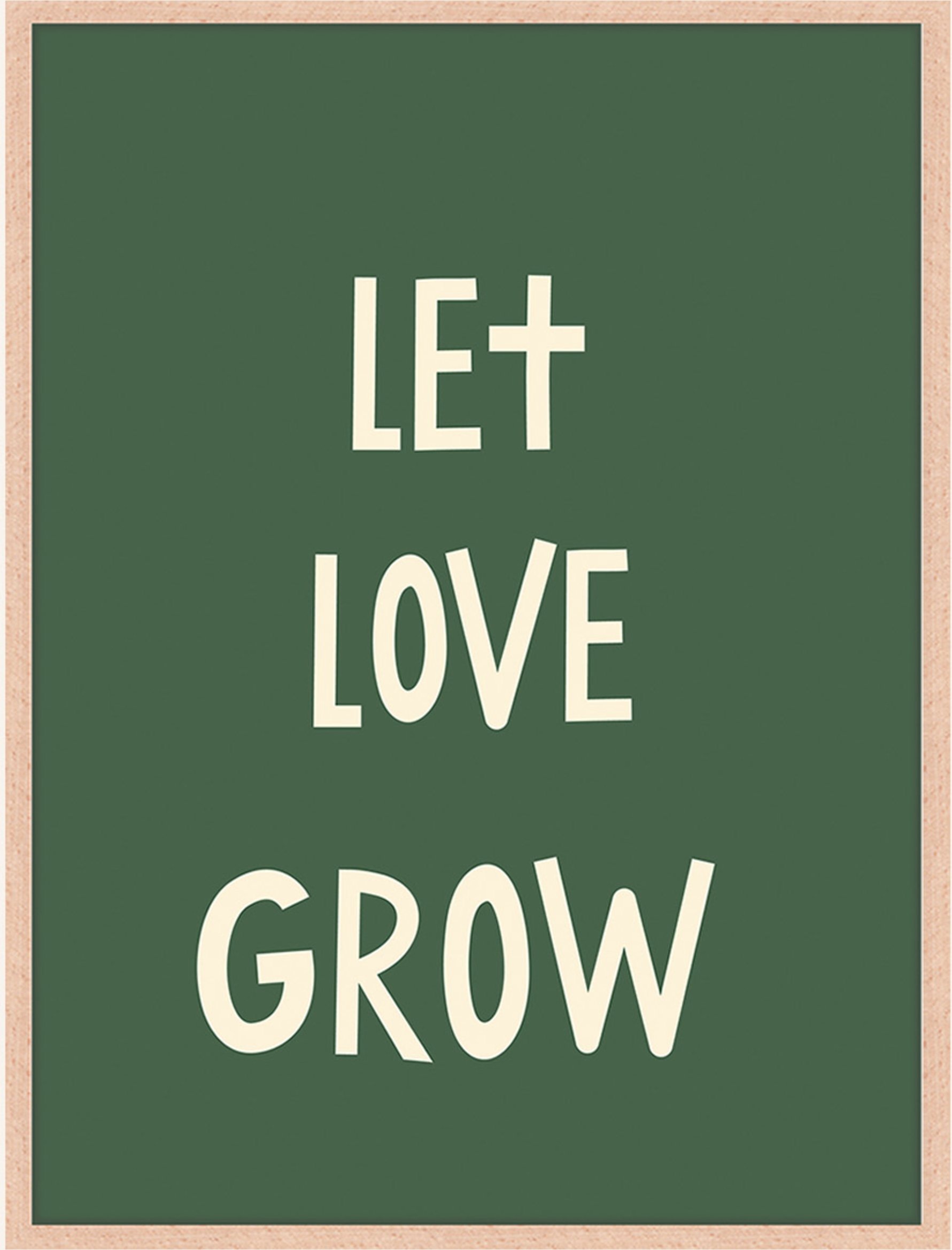 Any Image Wandbild Let Love Grow Mit Rahmen braun