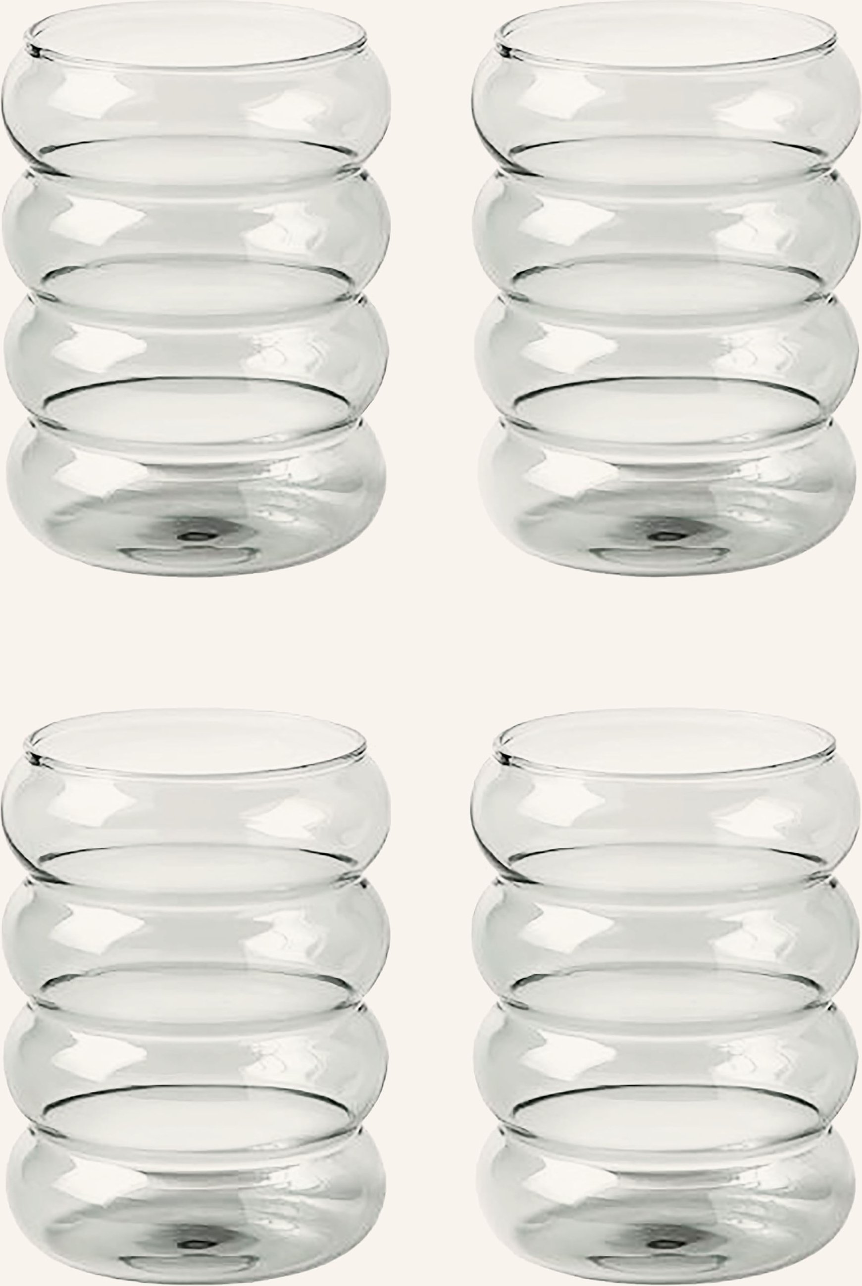Thumbnail - Westwing Collection 4er-Set Wassergläser Bubbly grau