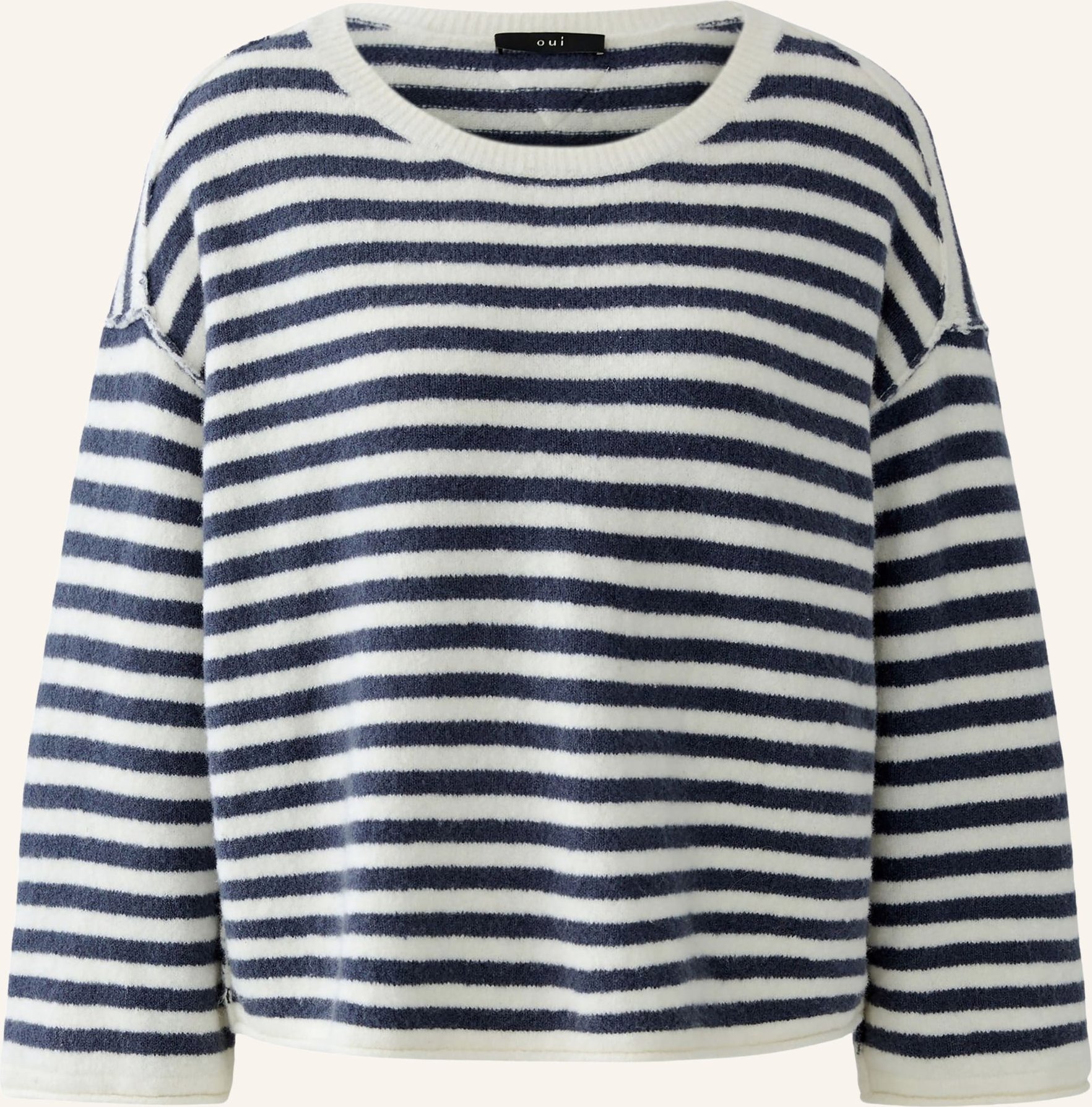 Oui Pullover Mit 3/4-Arm weiss