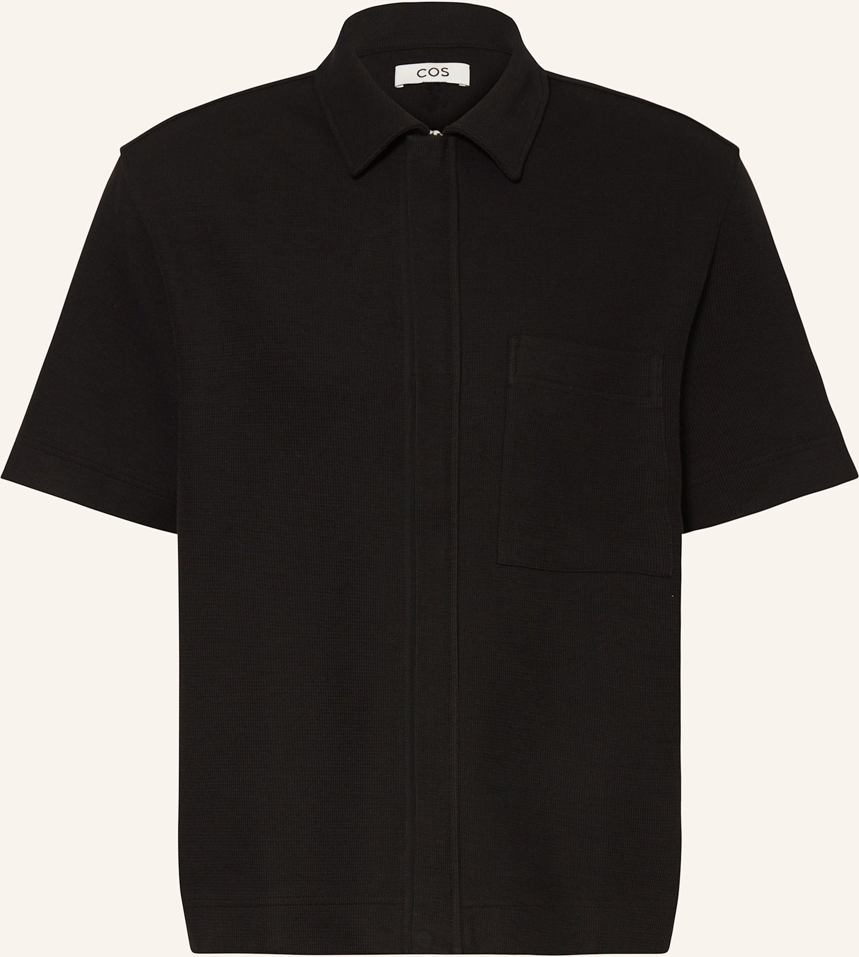 Cos Kurzarm-Hemd Comfort Fit Aus Jersey schwarz