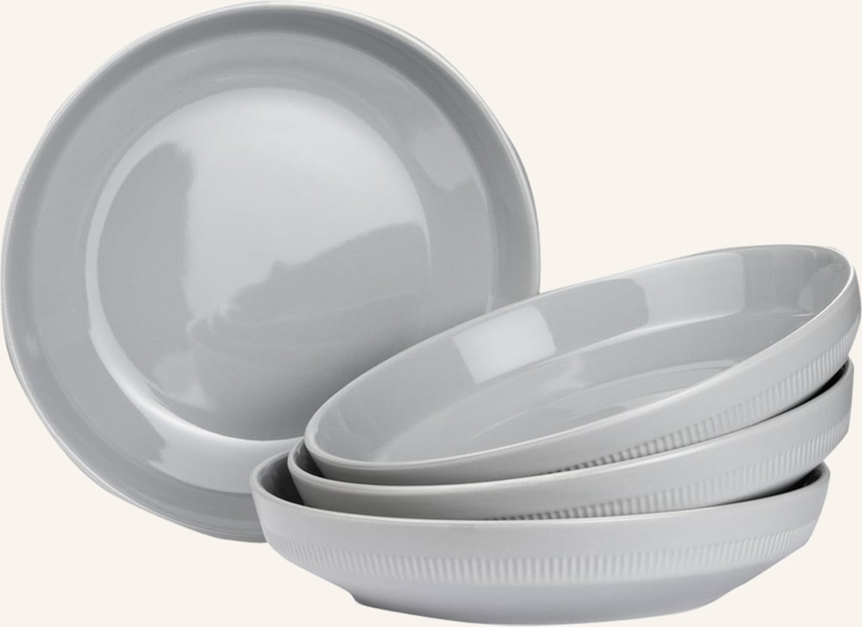 Marc O'polo 4er-Set Suppenteller Moments grau