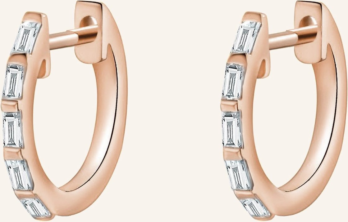 Leaf Creolen Baquette Aus 14 Karat Roségold Mit Diamanten rosegold