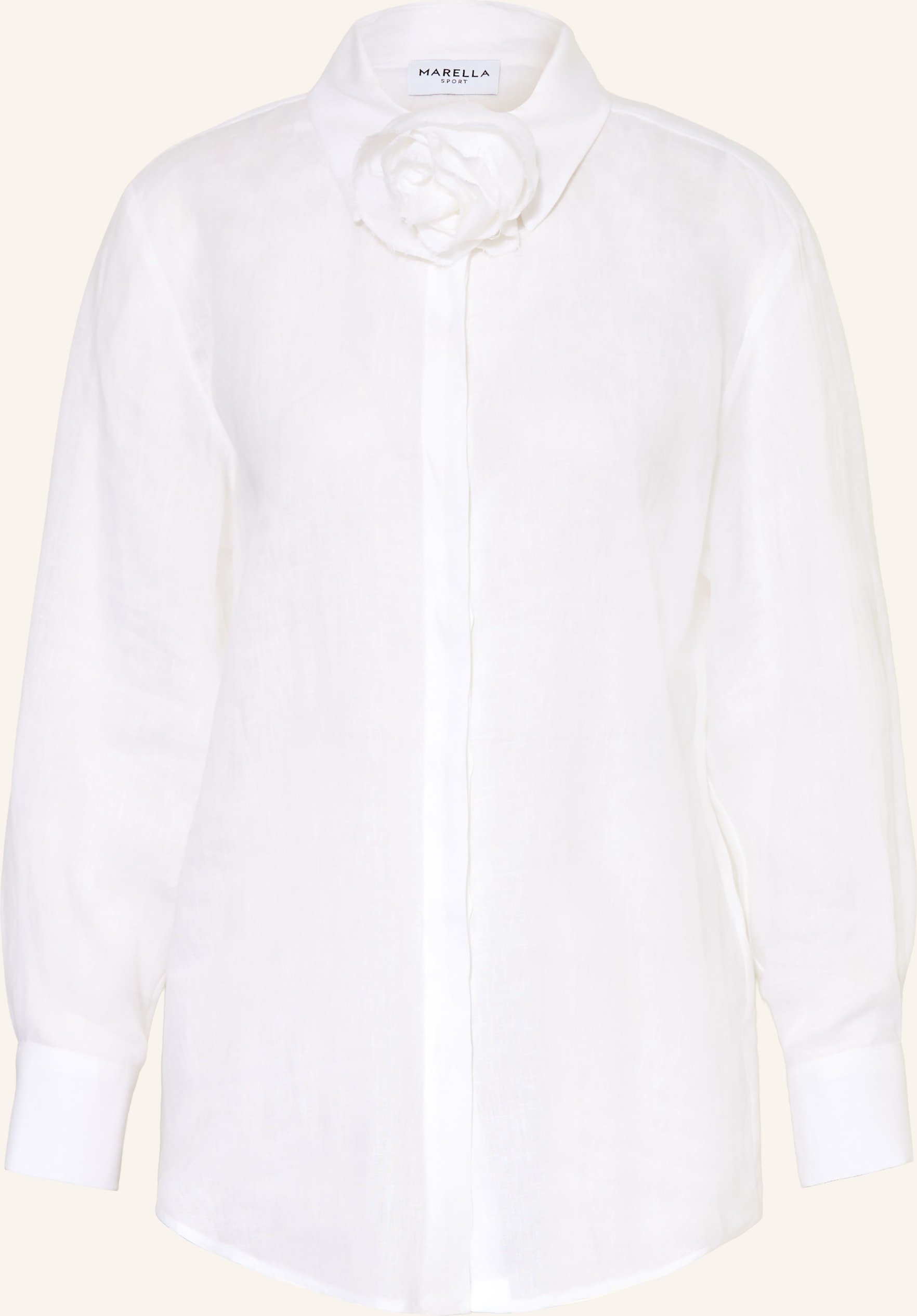 Marella Leinenbluse Mlseditore Mit Abnehmbarer Schluppe weiss