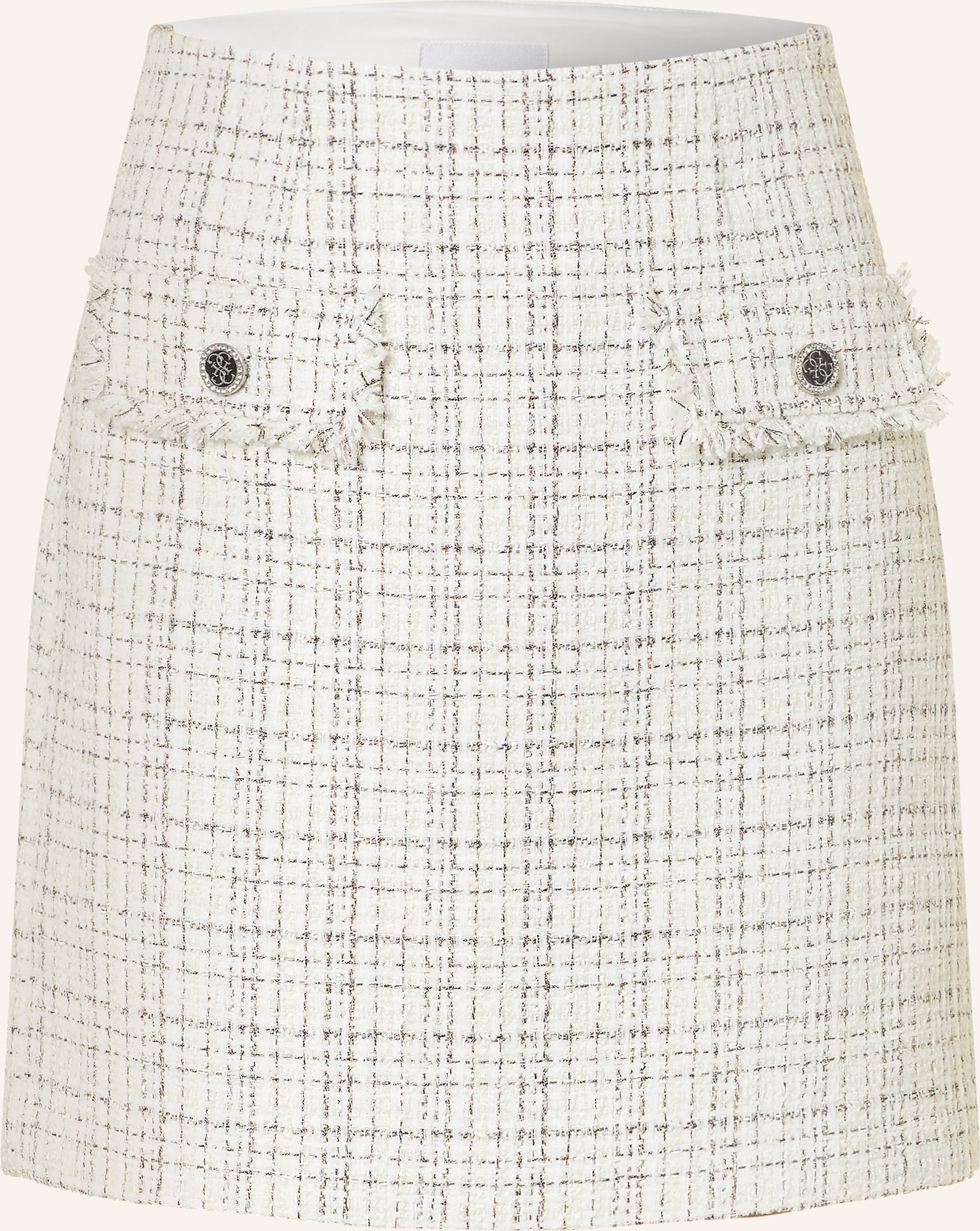 Guess Tweed-Rock Annamaria Mit Glitzergarn Und Schmucksteinen schwarz