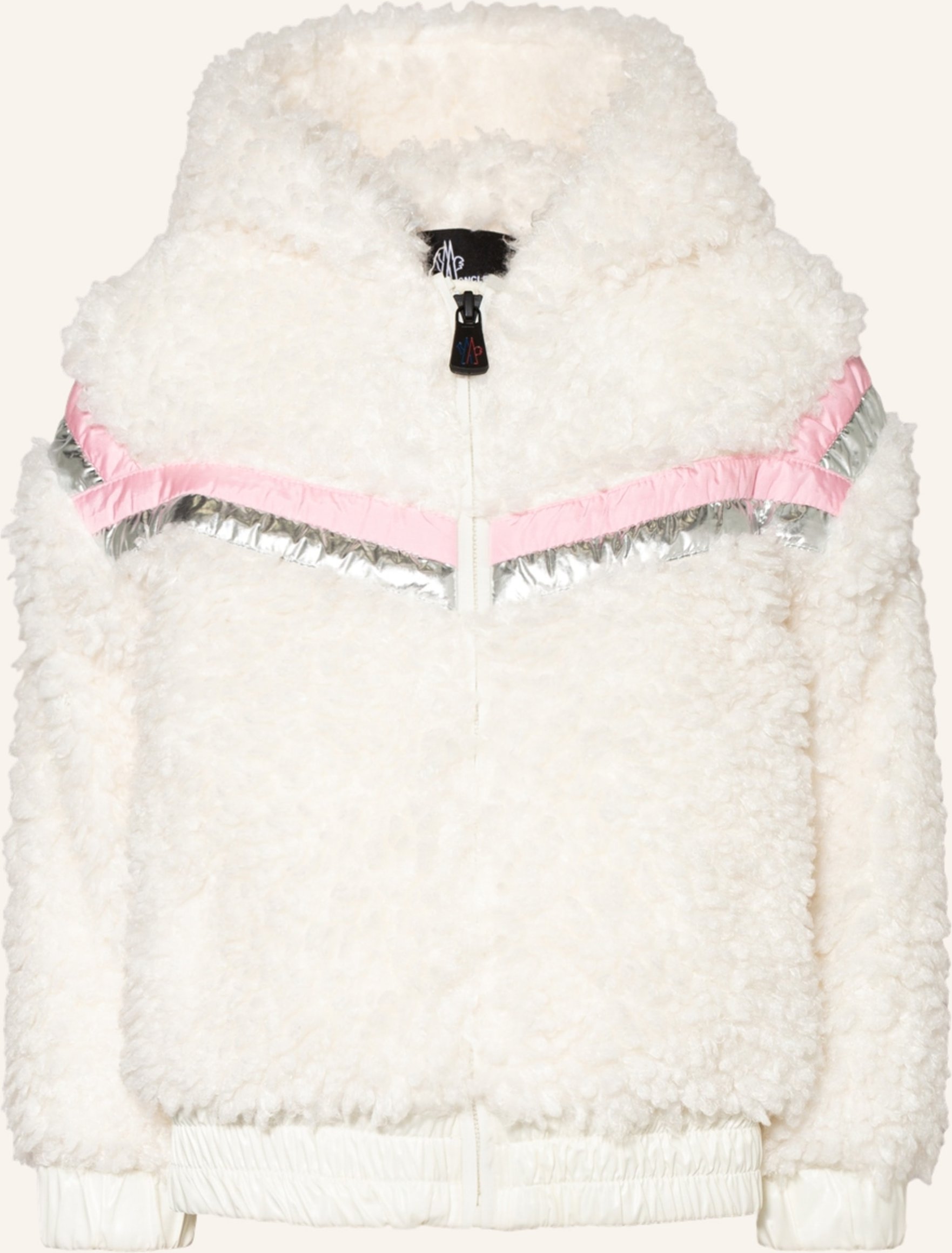Moncler Enfant Teddyfell-Jacke weiss