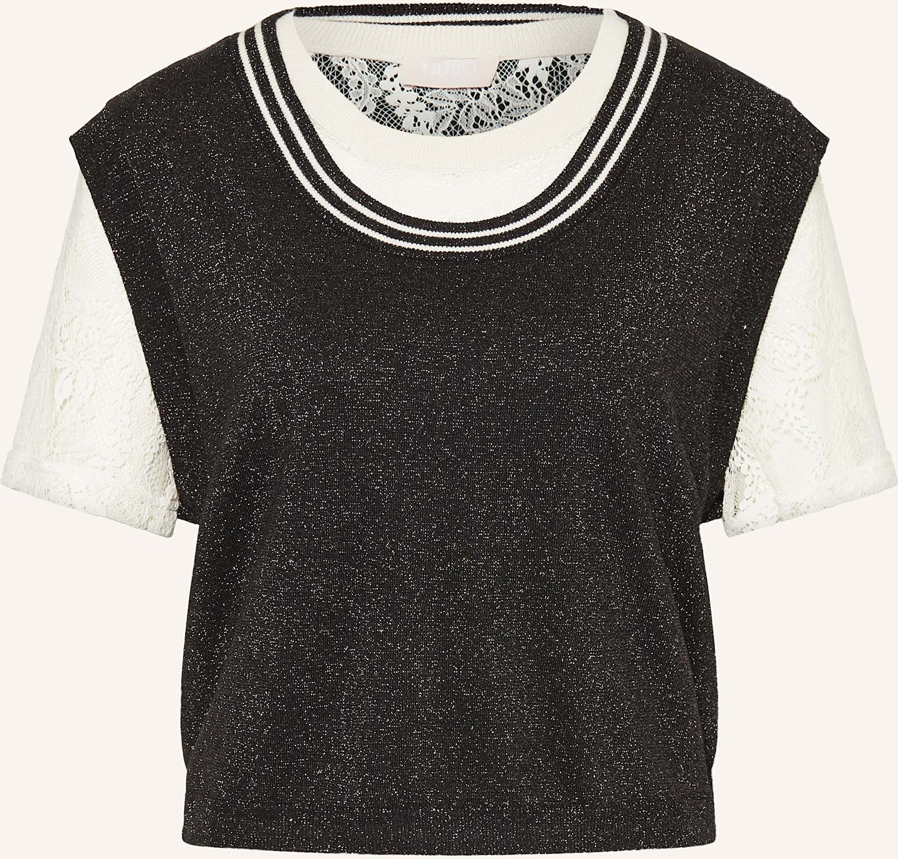 Thumbnail - Liu Jo Strickshirt Mit Glitzergarn Und Spitze schwarz