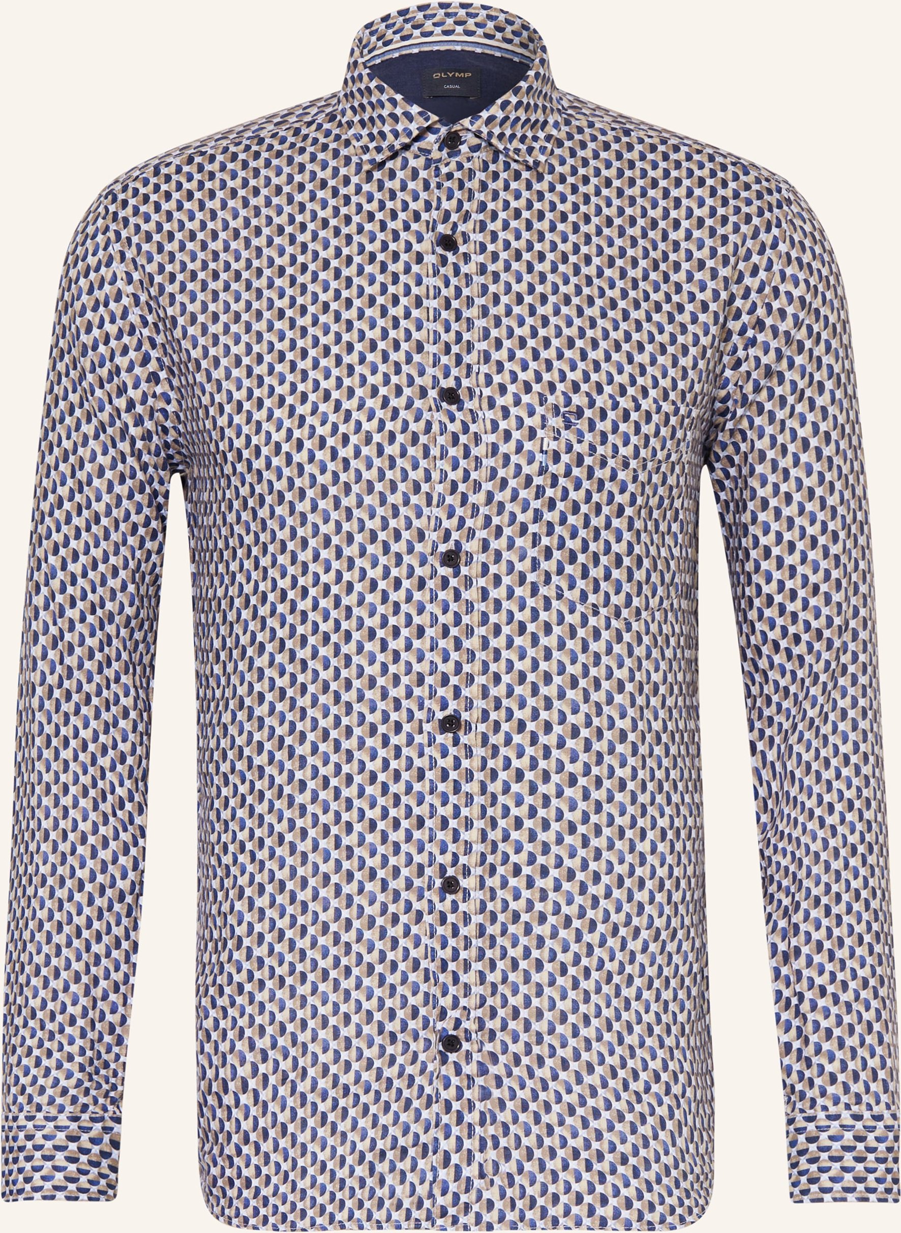 Olymp Leinenhemd Casual Regular Fit blau