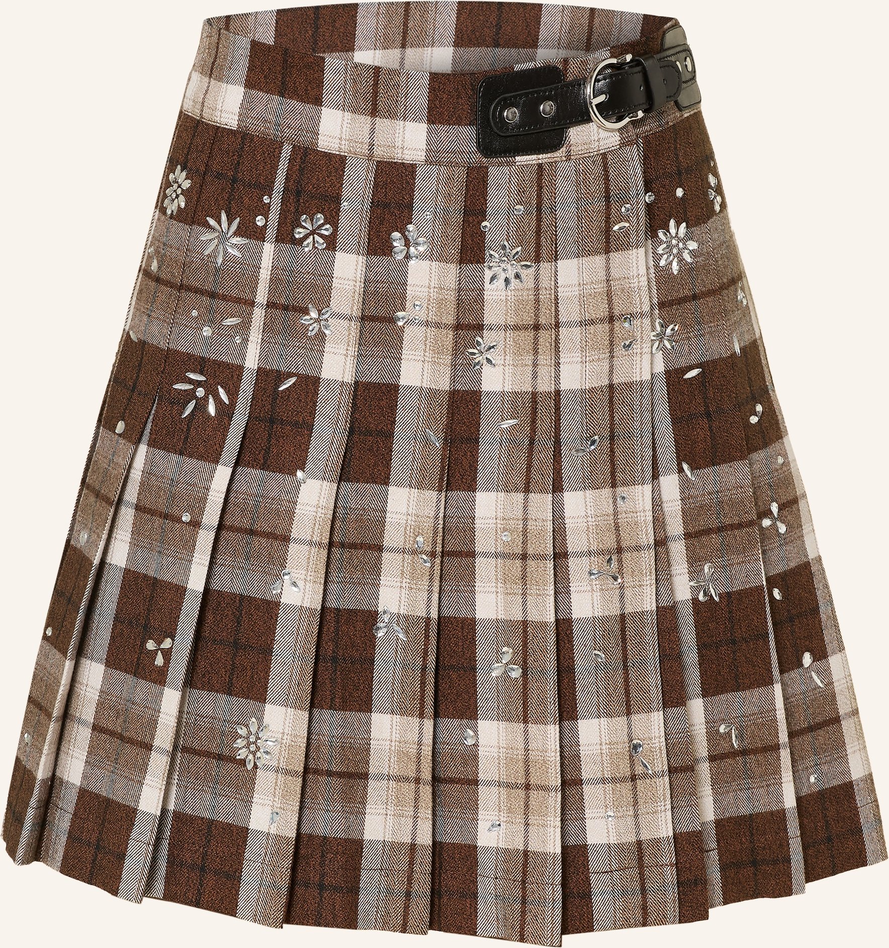 Maje Faltenrock Mit Schmucksteinen braun