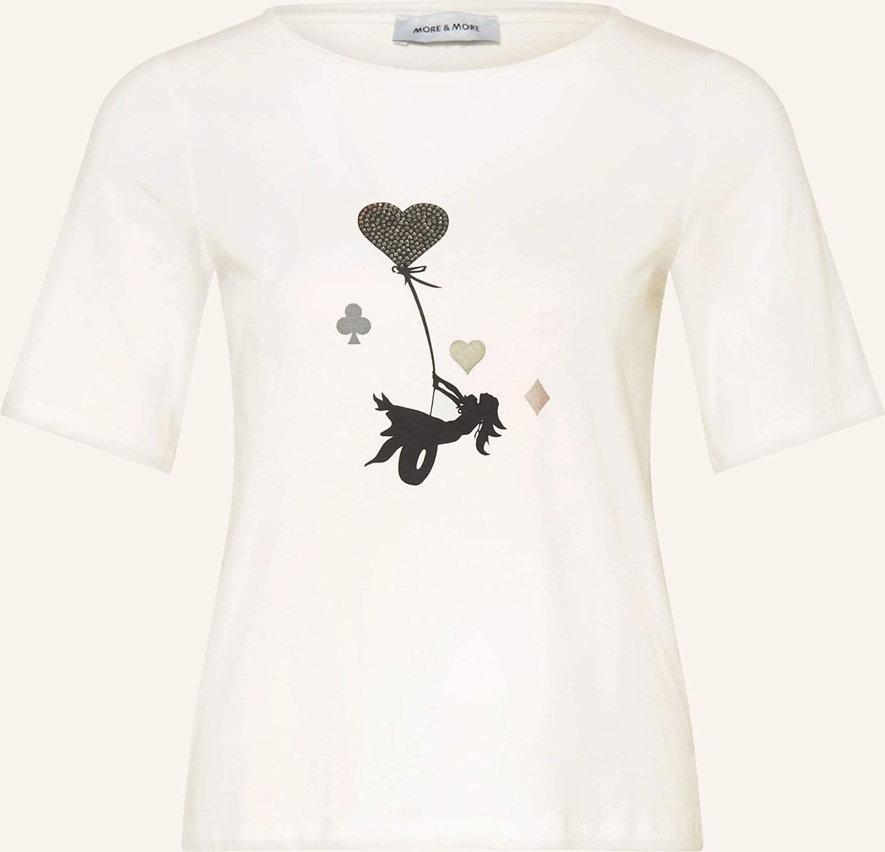 More & More T-Shirt Mit Schmucksteinen weiss