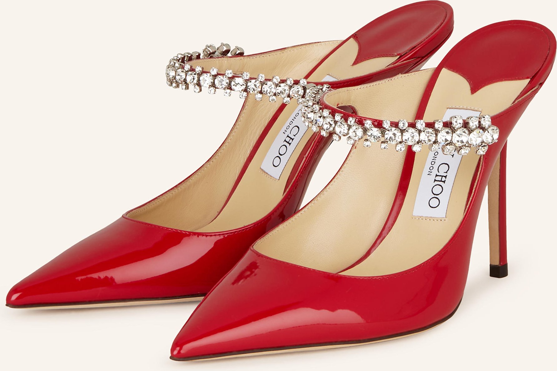 Jimmy Choo Mules Bing 100 Mit Schmucksteinen rot