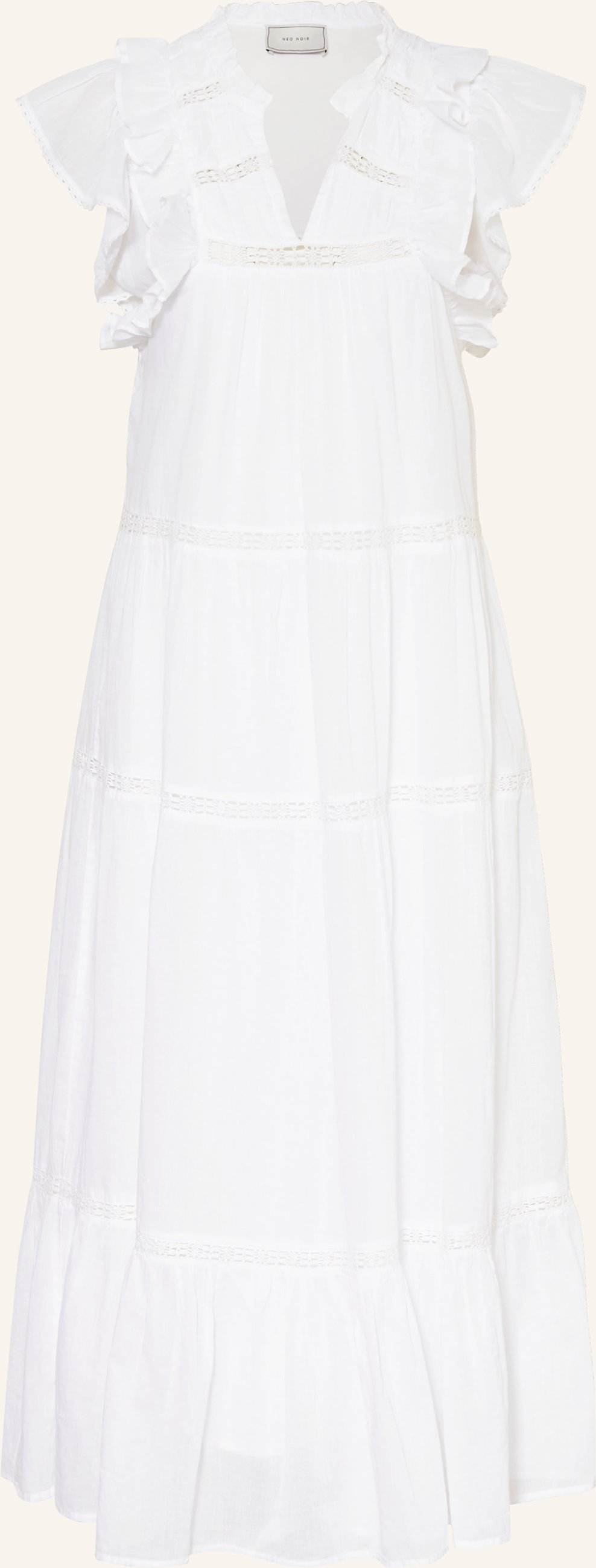 Neo Noir Kleid Ankita Mit Lochspitze weiss