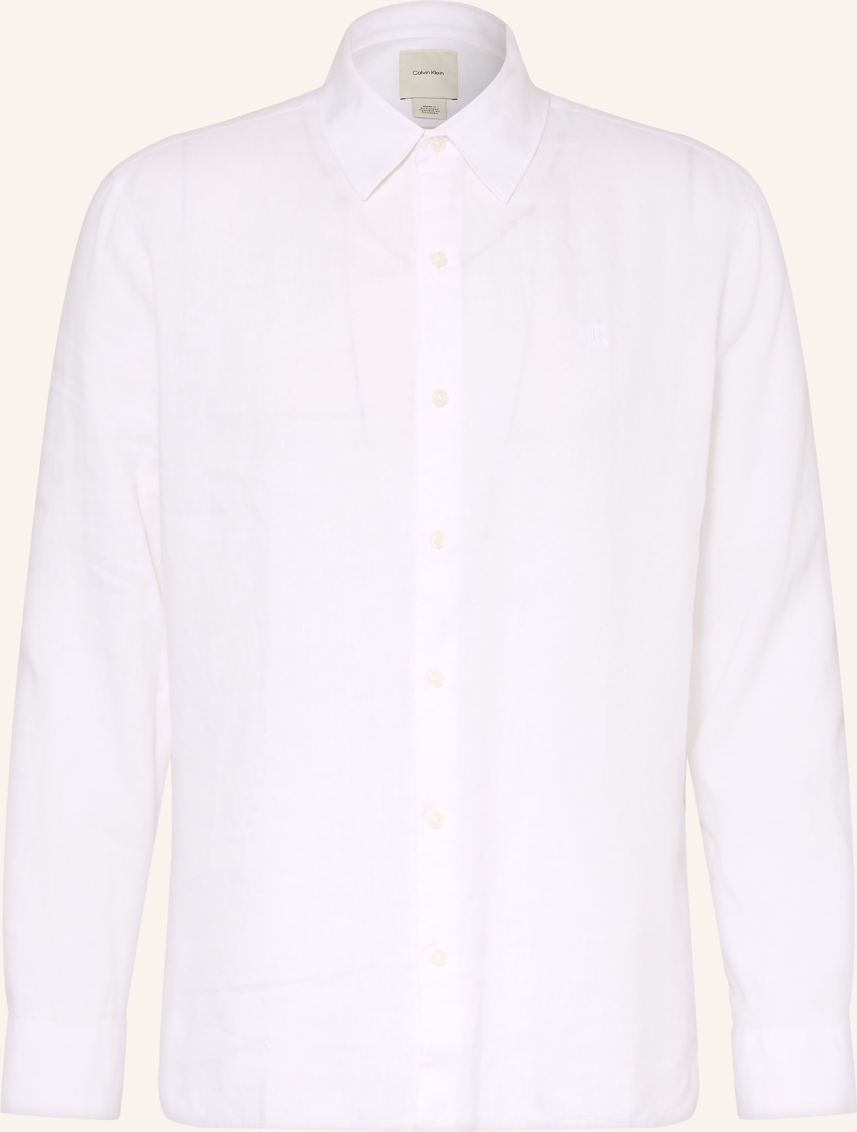 Calvin Klein Hemd Classic Fit Mit Leinen weiss