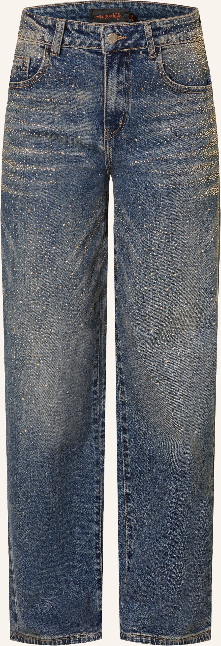 Miss Goodlife Straight Jeans Mit Schmucksteinen blau