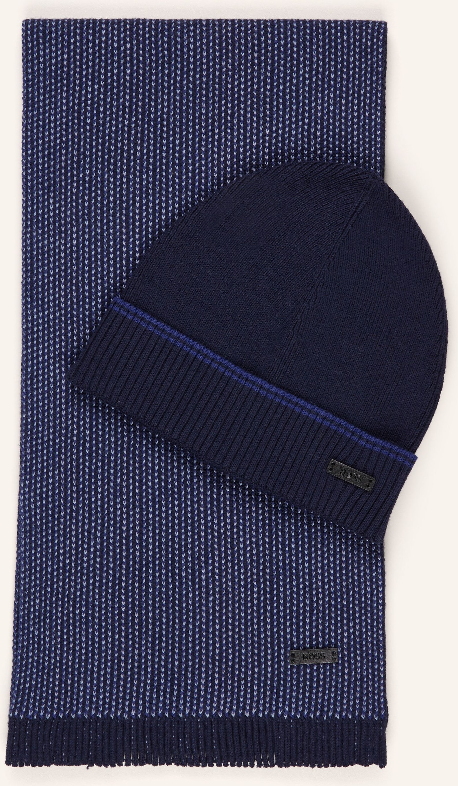 Boss Set: Mütze Und Schal blau