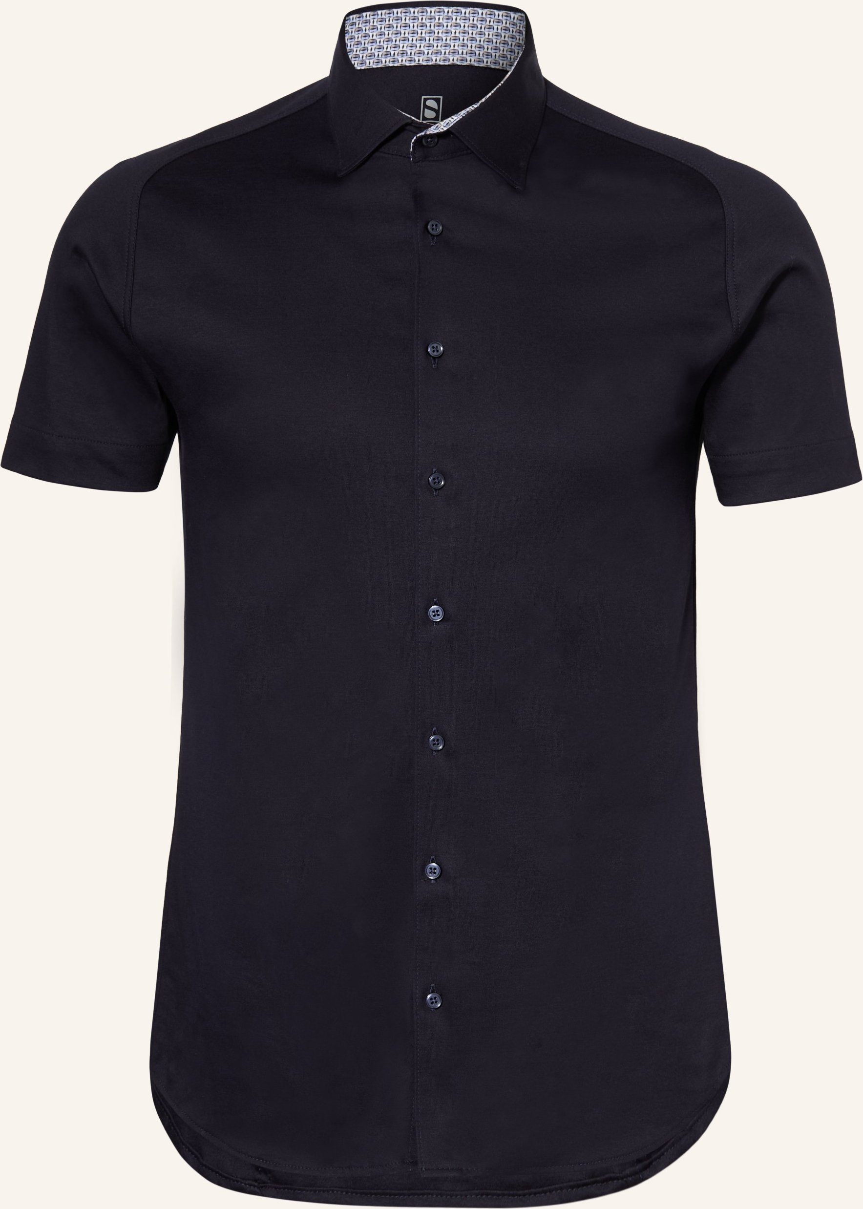 Desoto Kurzarm-Hemd Slim Fit Aus Jersey blau