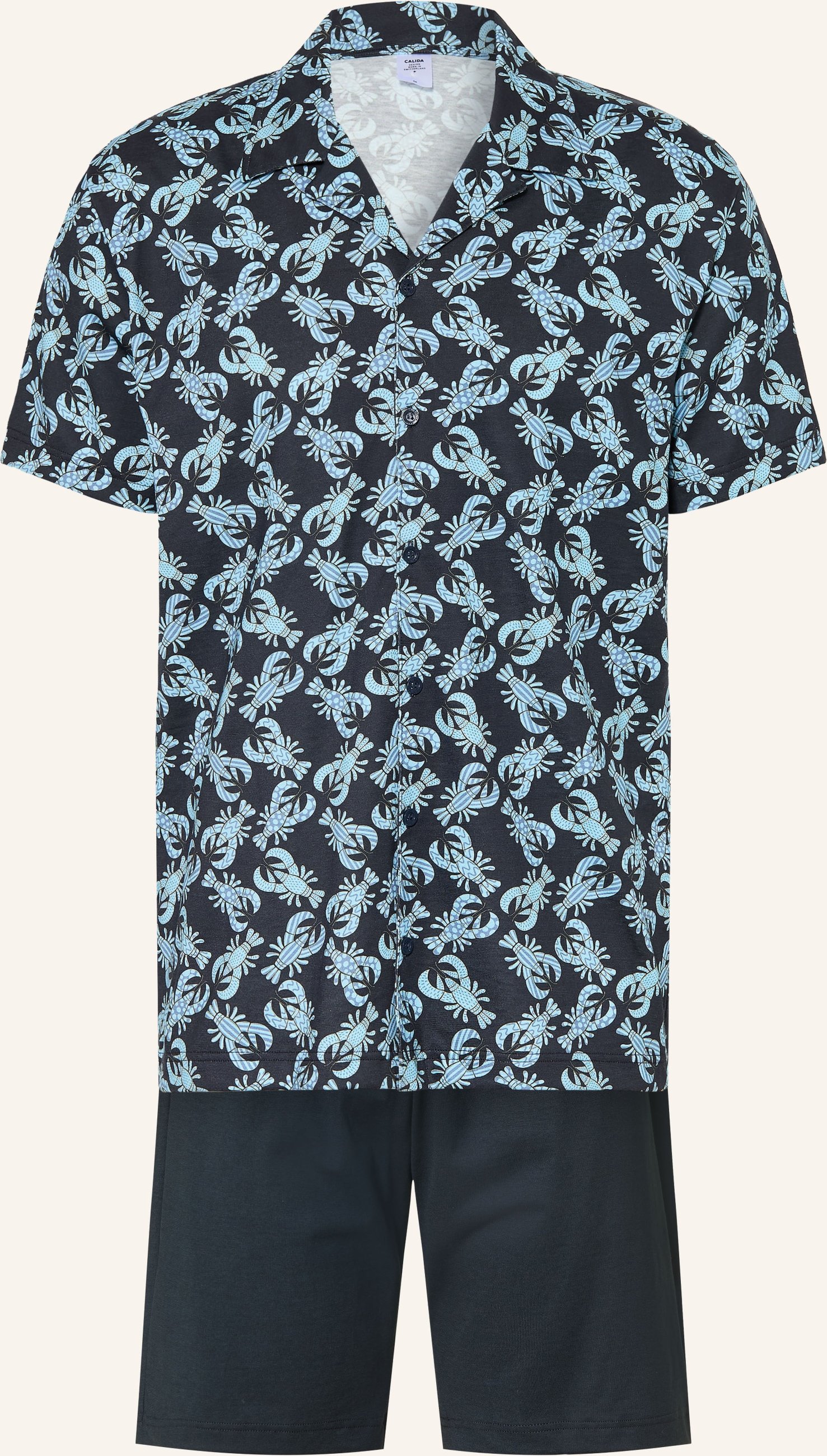 Calida Shorty-Schlafanzug Relax Imprint 2 blau