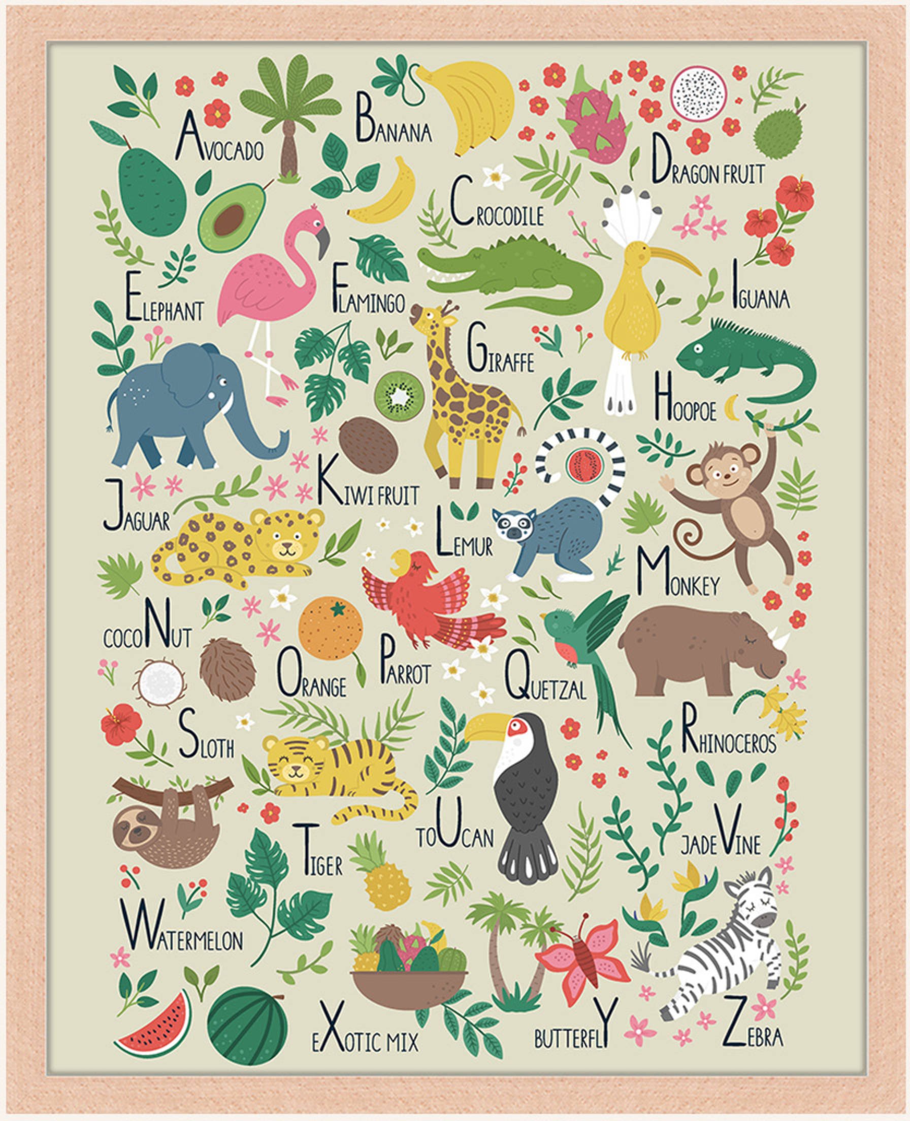 Milan Moon Wandbild Alphabet Mit Rahmen braun