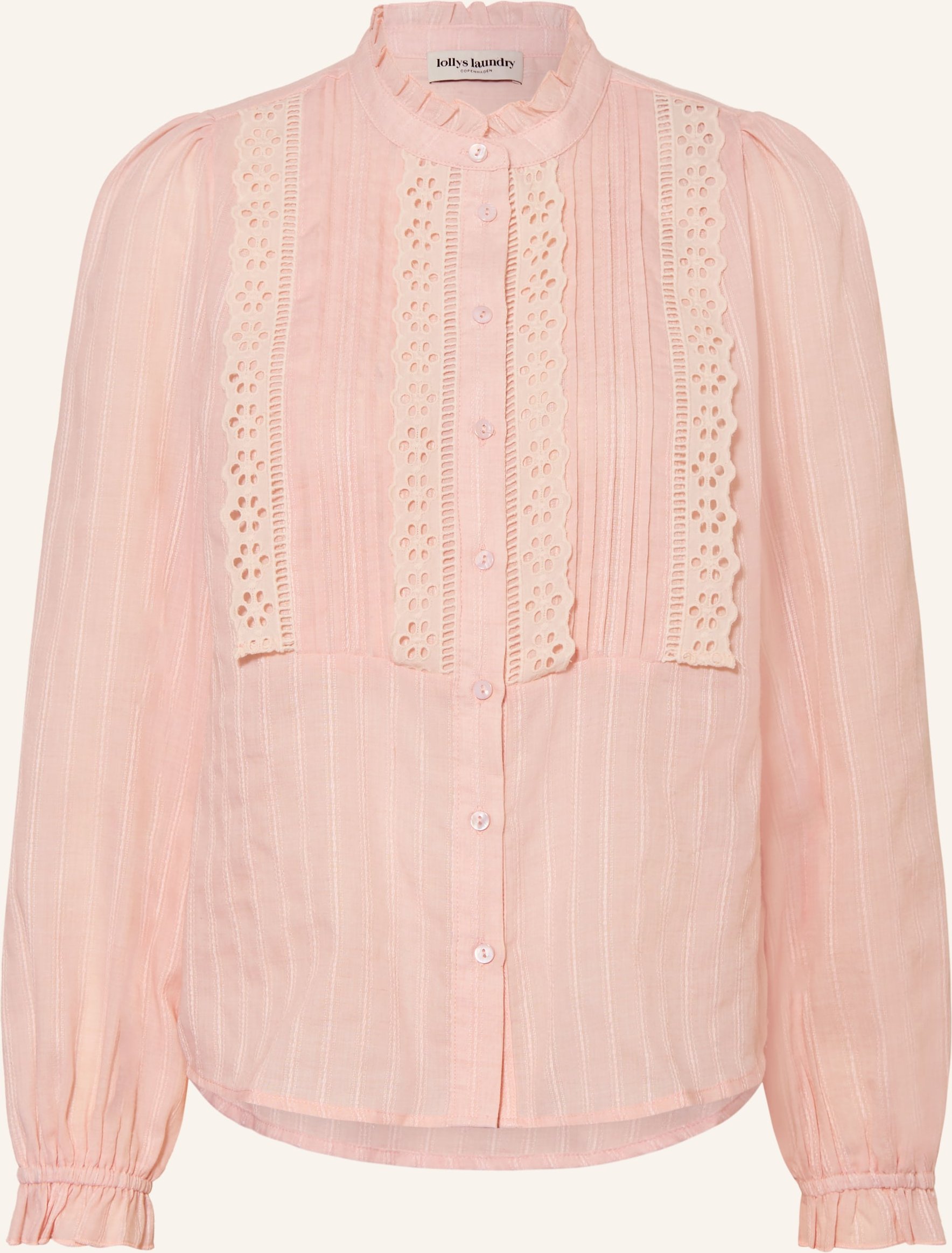 Lollys Laundry Bluse Arielll Mit Rüschen Und Lochspitze rosa