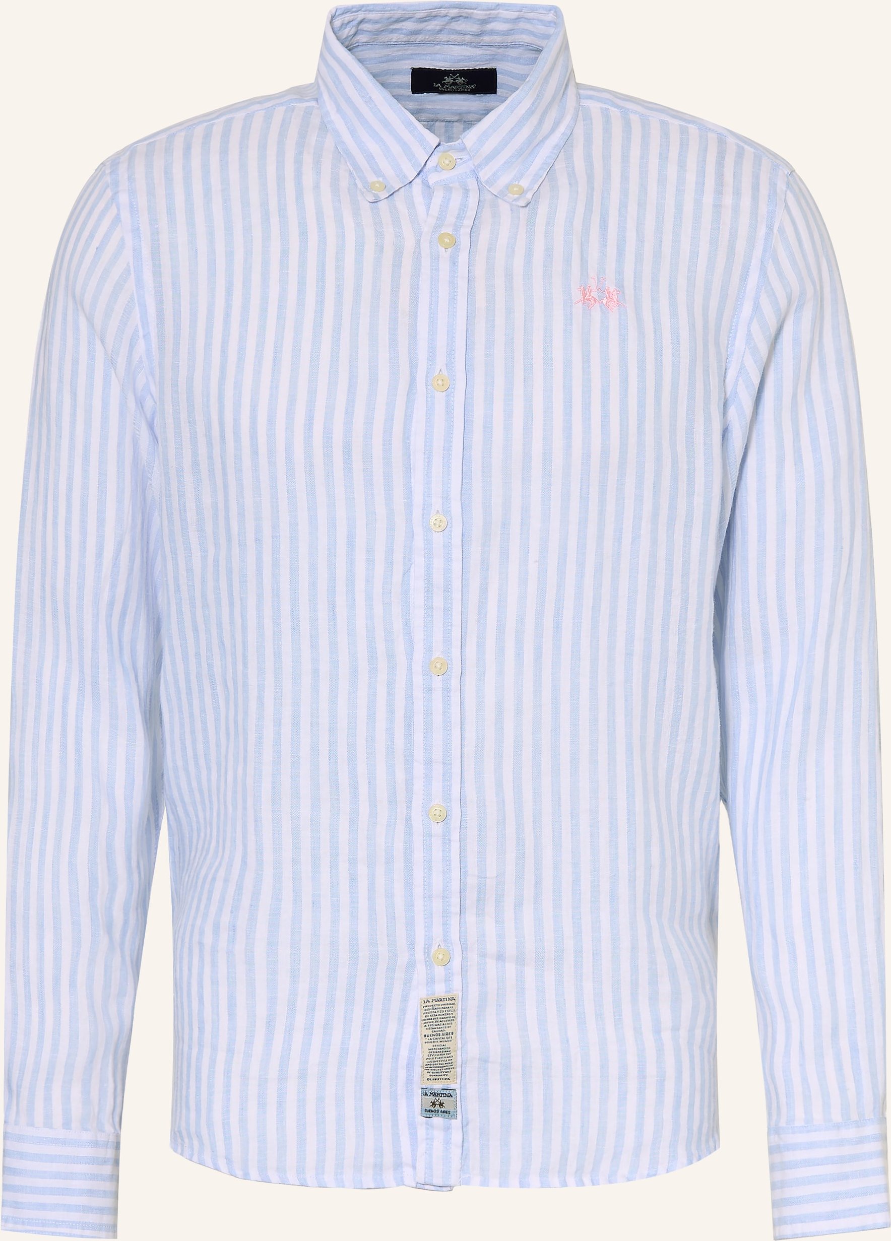 La Martina Leinenhemd Regular Fit blau