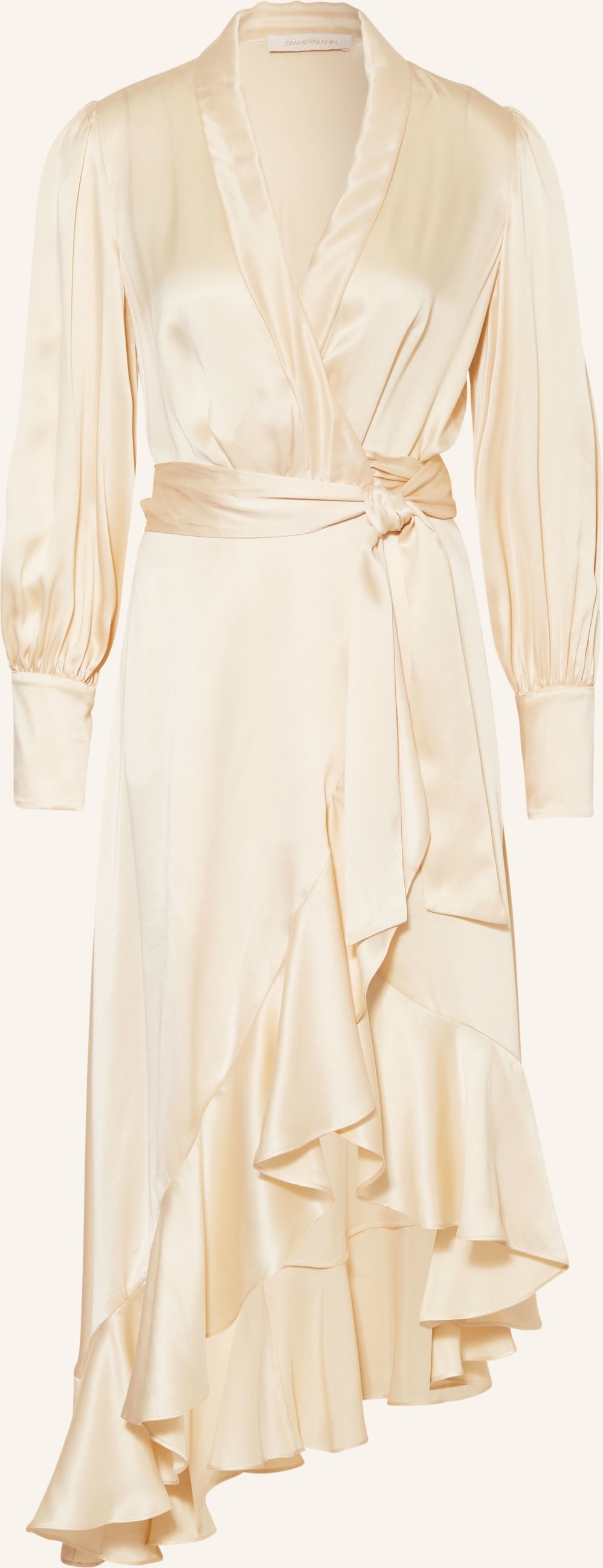 Zimmermann Wickelkleid Aus Seide Mit Volants beige