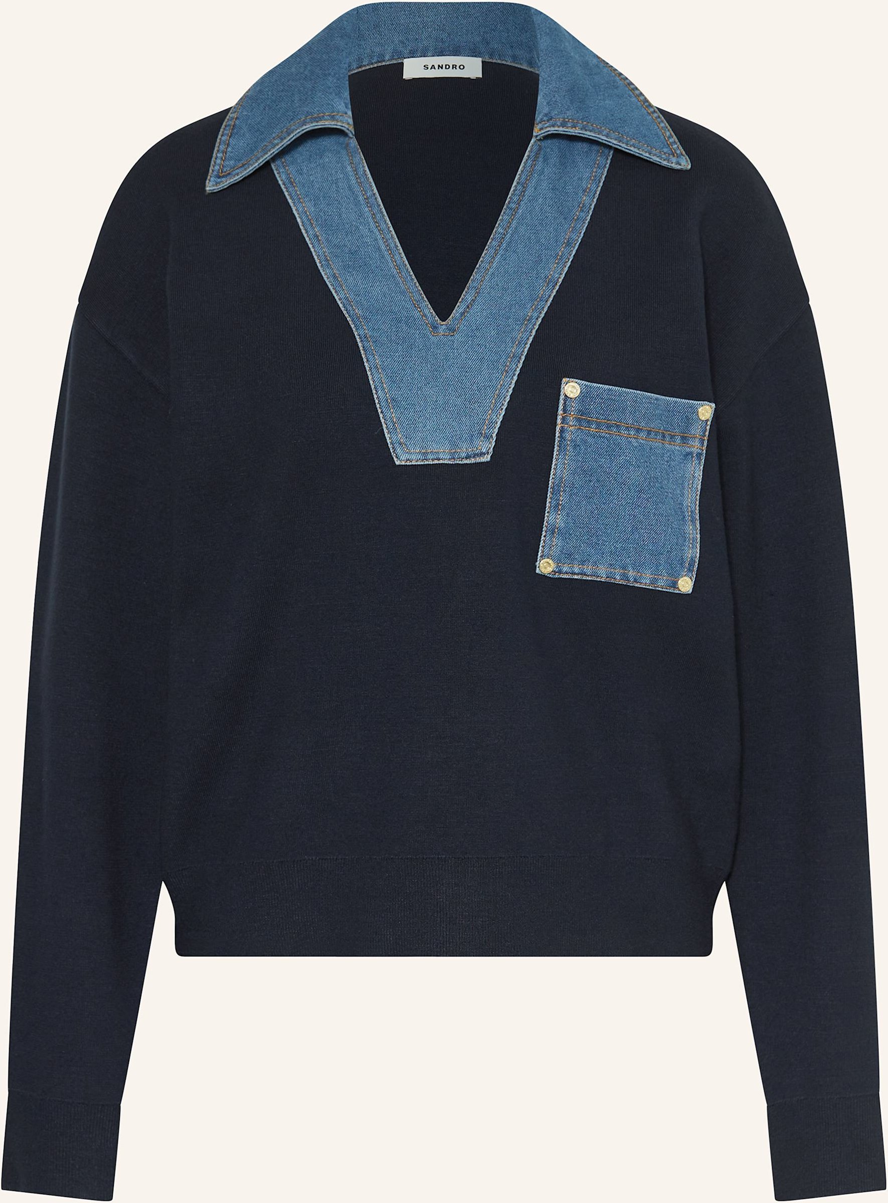 Sandro Pullover Im Materialmix blau