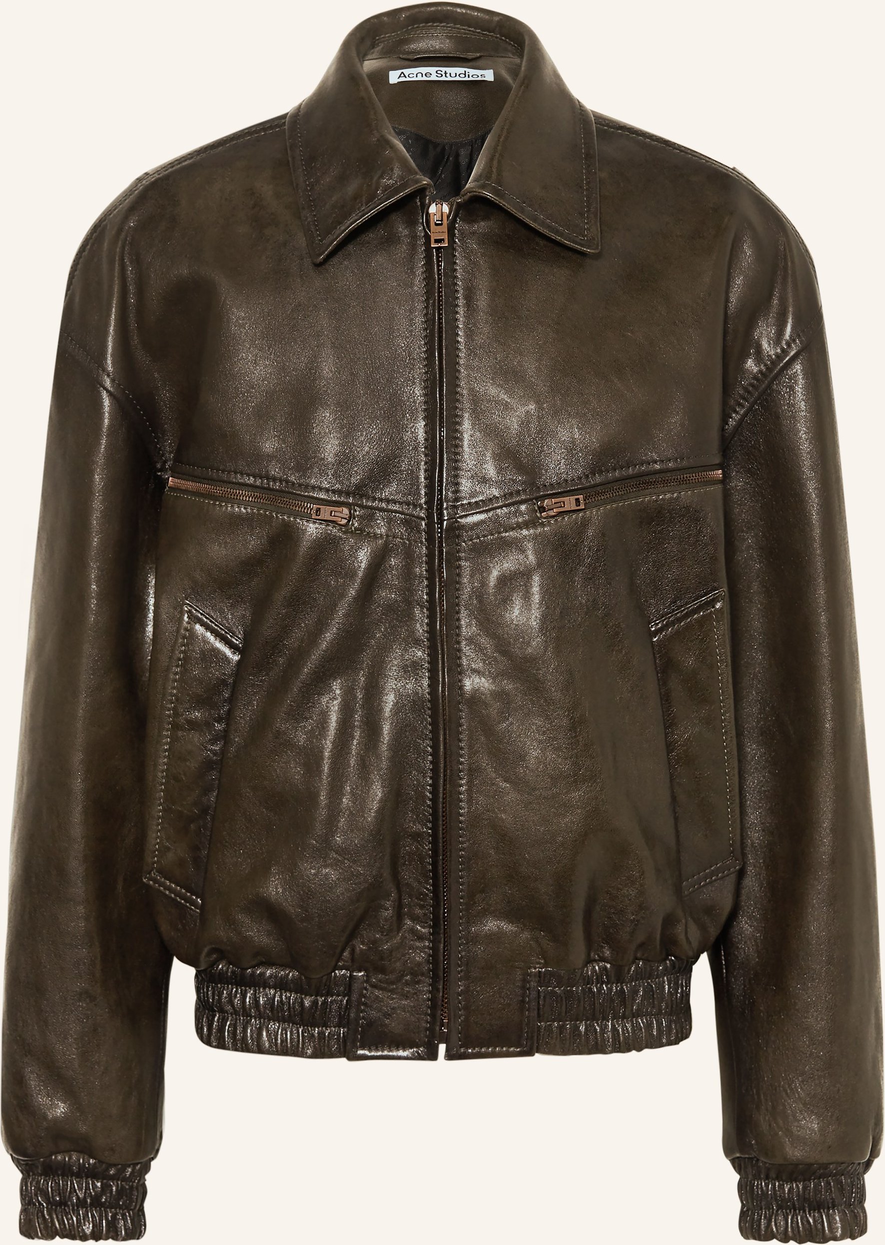 Thumbnail - Acne Studios Lederjacke gruen