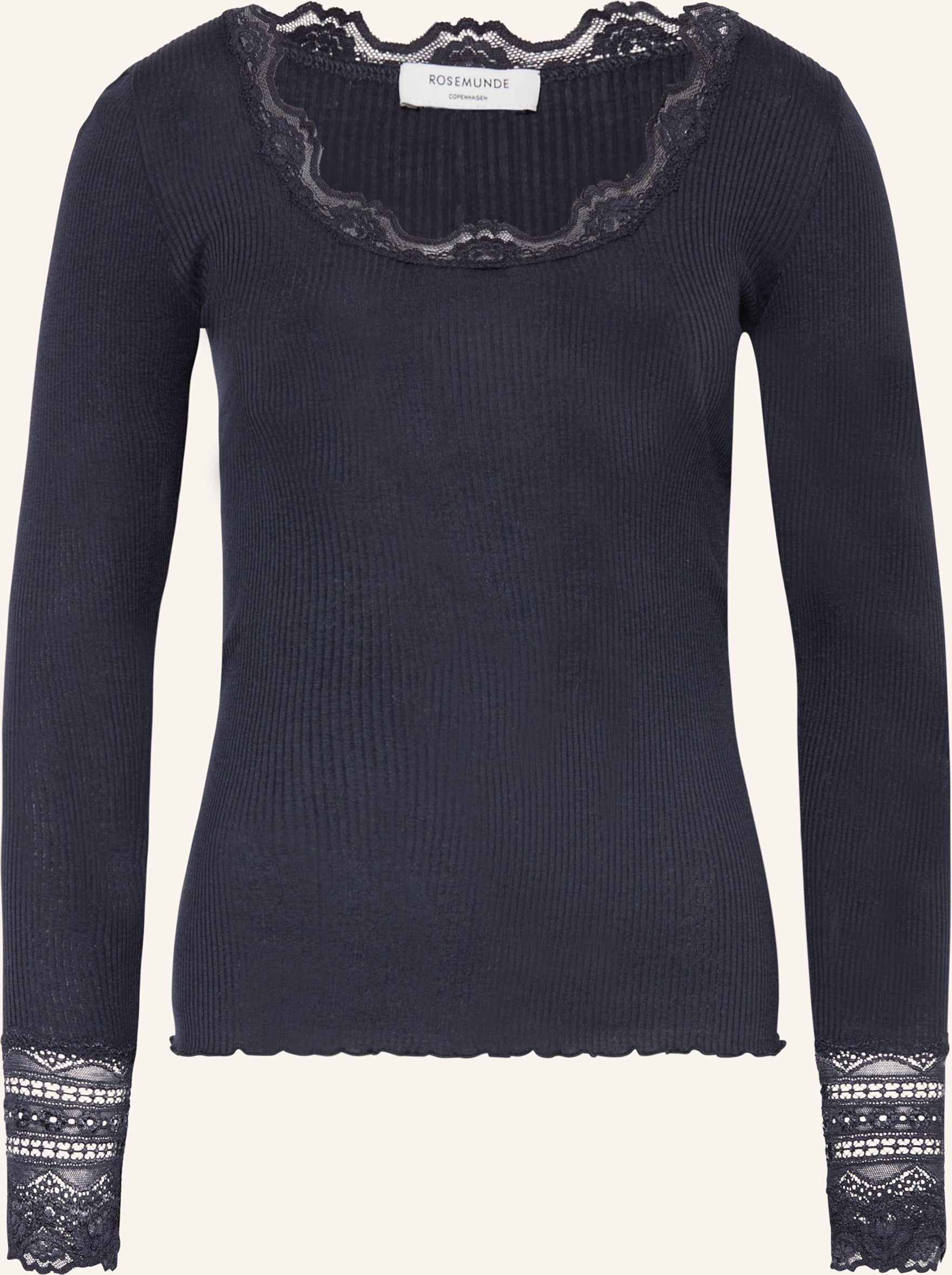 Thumbnail - Rosemunde Longsleeve Benita Aus Seide Mit Spitze blau