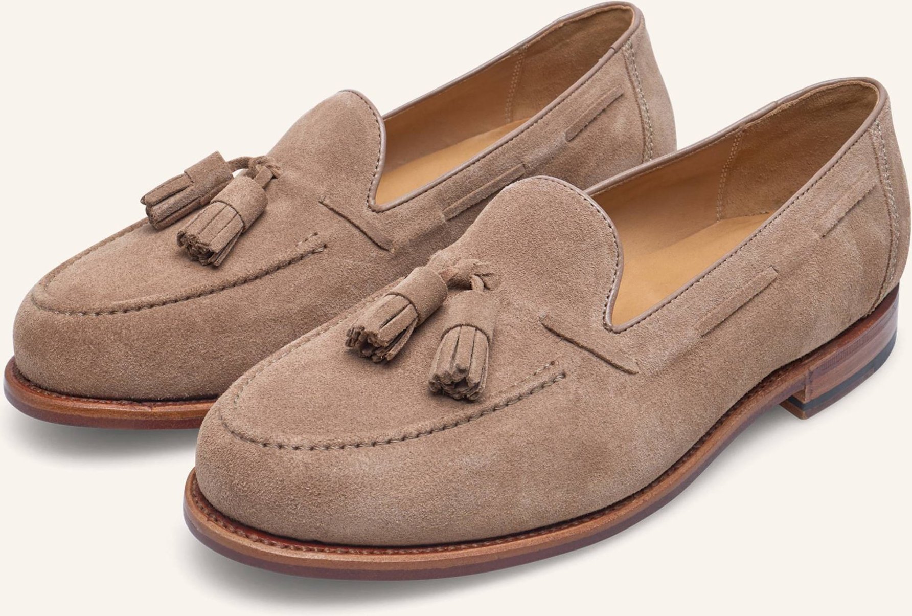 Thumbnail - Heinrich Dinkelacker Loafer Wien Plain Tassel V beige