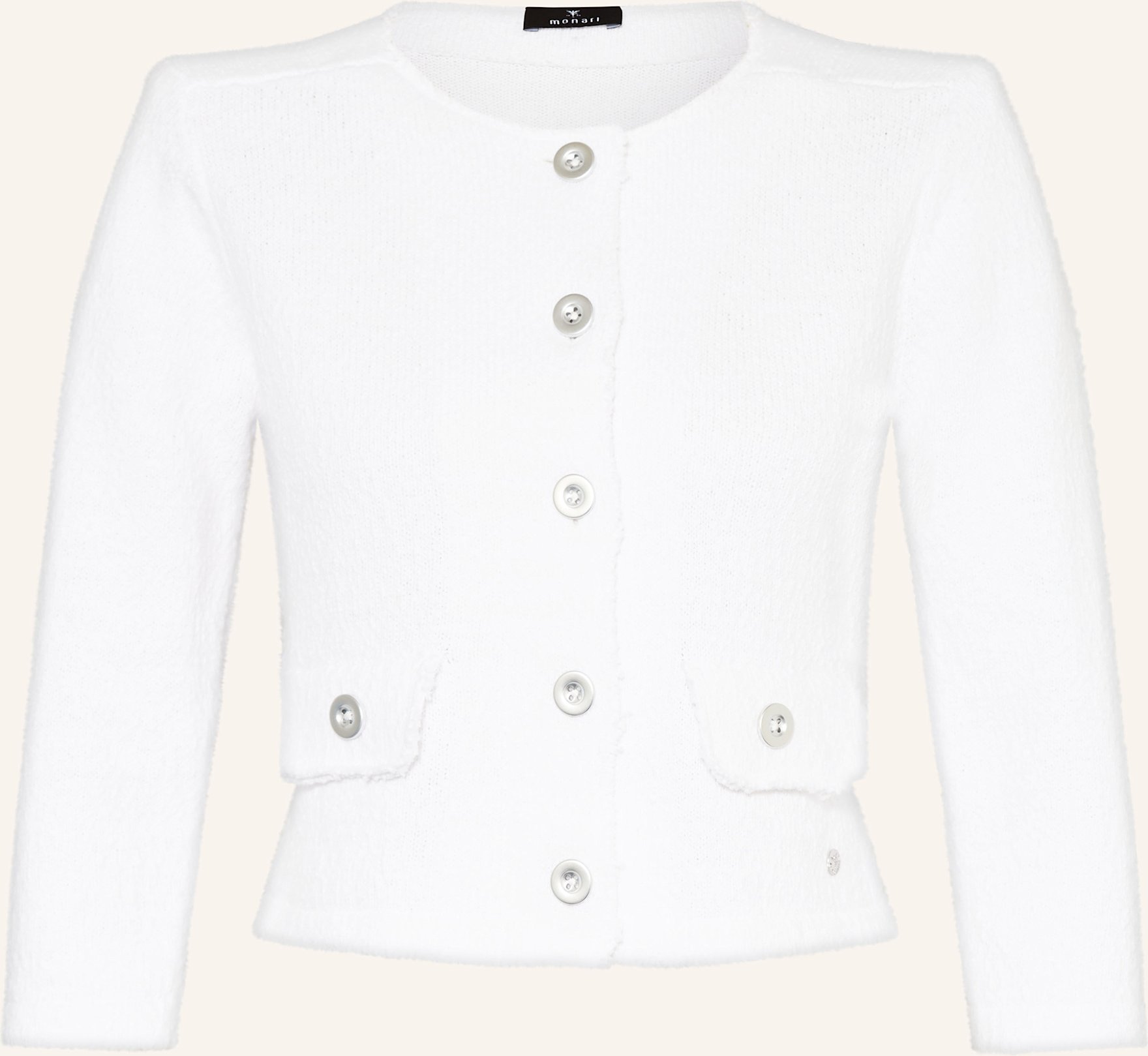 Monari Bouclé-Strickjacke weiss