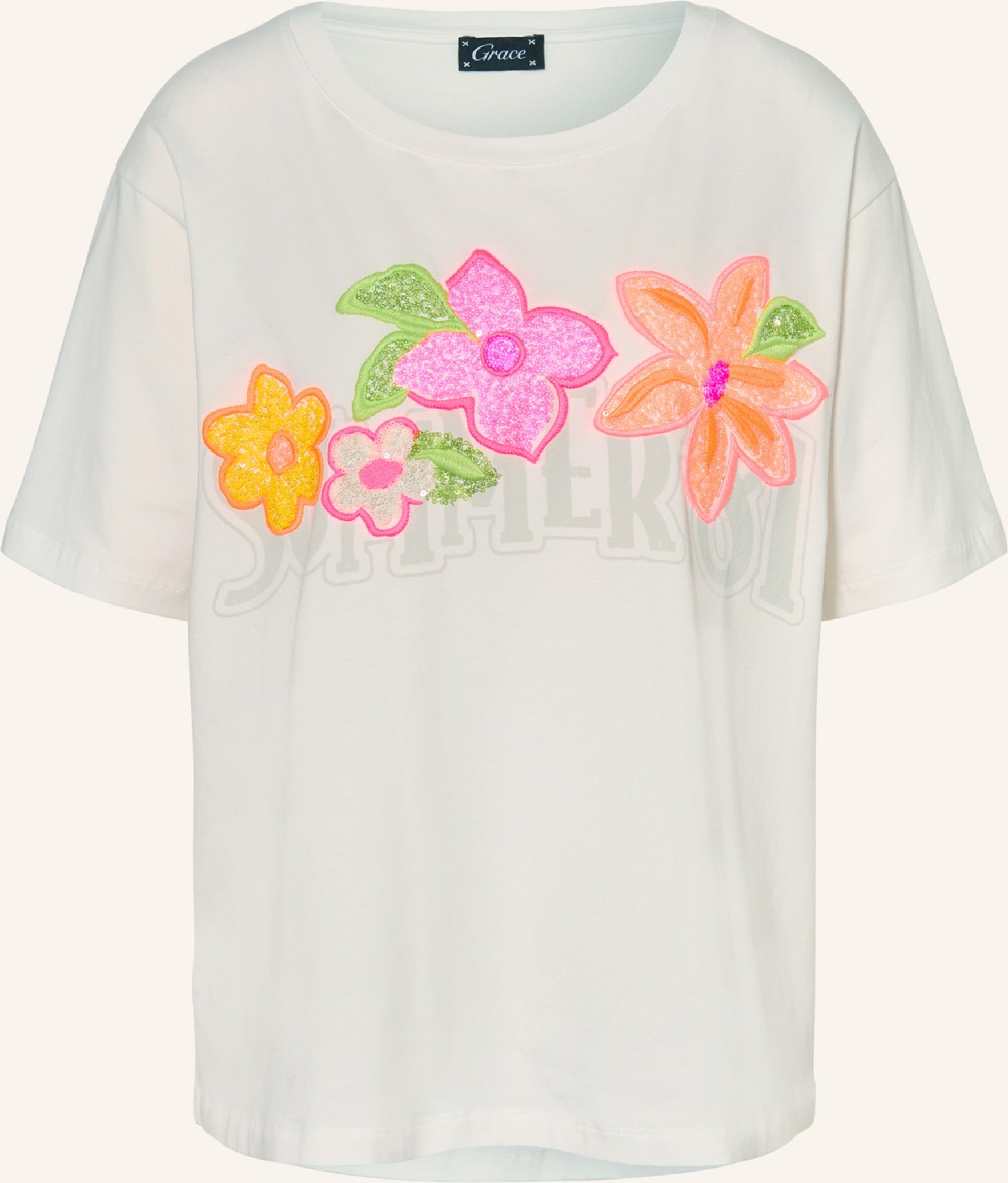 Grace T-Shirt Mit Pailletten weiss