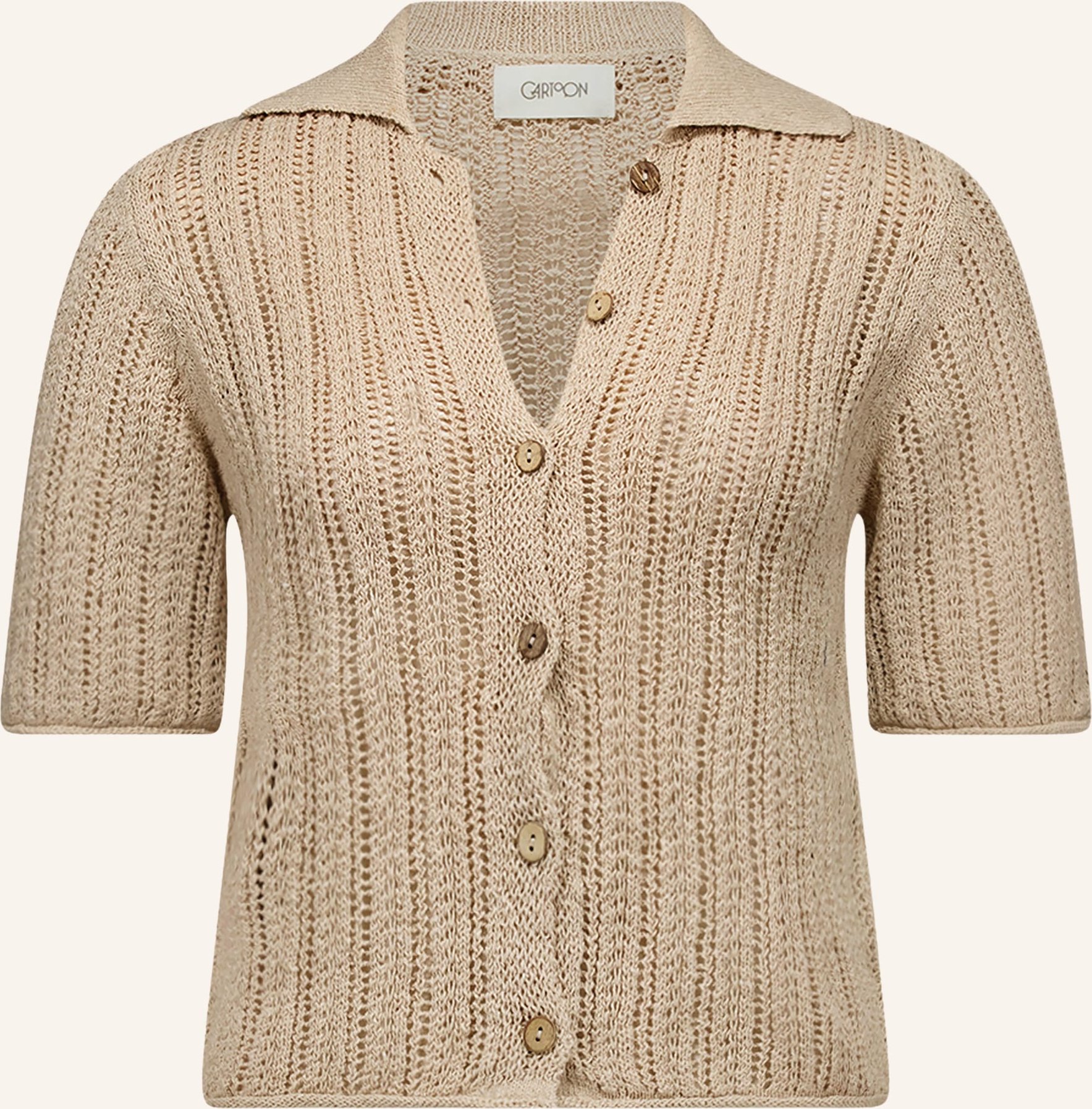 Cartoon Strickjacke Im Materialmix beige