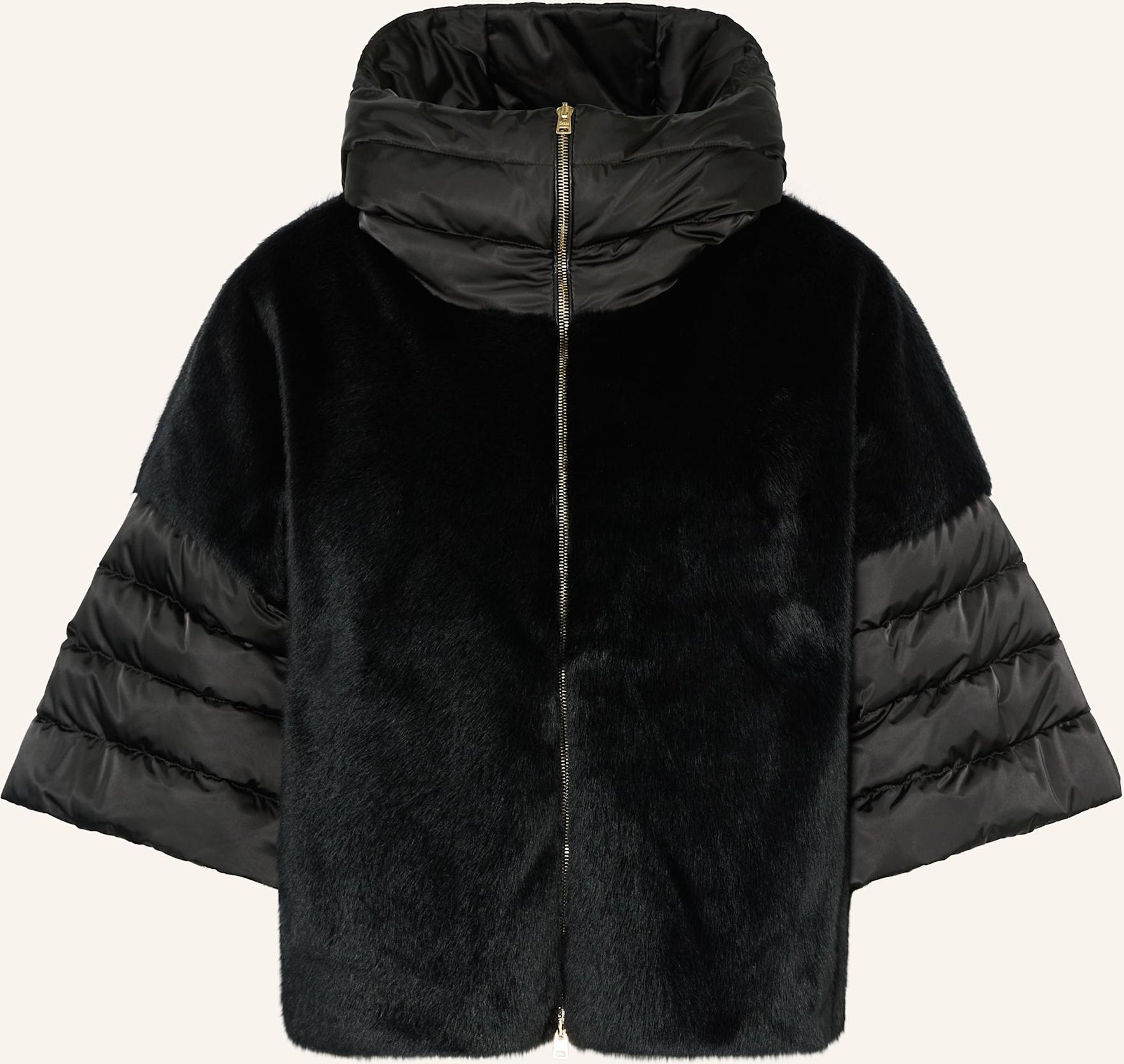 Thumbnail - Herno Daunenjacke Aus Kunstfell Mit 3/4-Arm schwarz