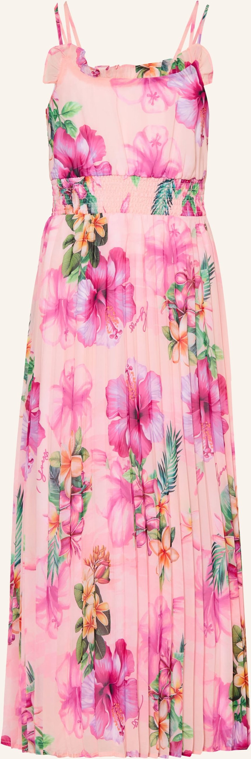 Guess Plisseekleid Mit Rüschen pink