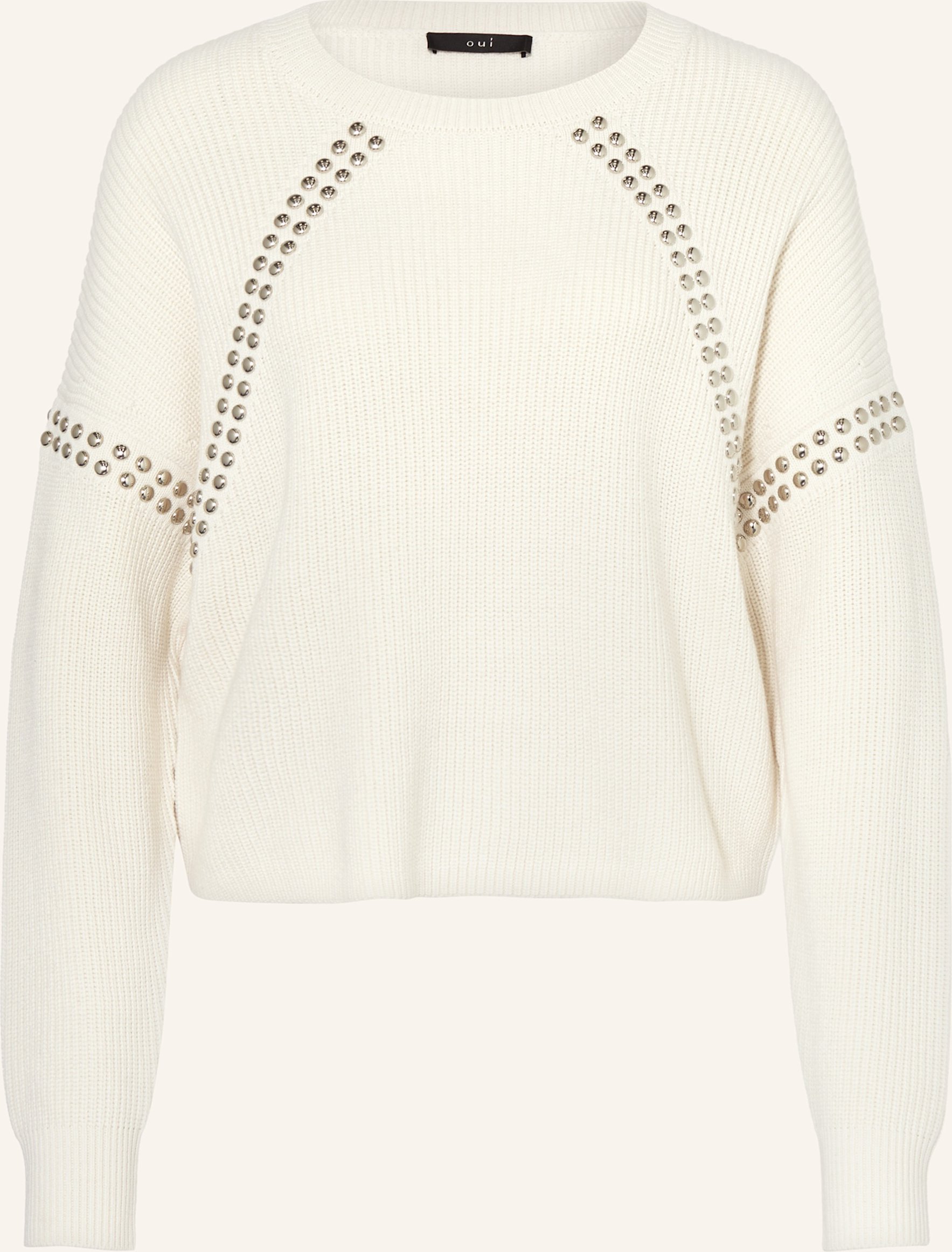 Oui Pullover Mit Nieten weiss