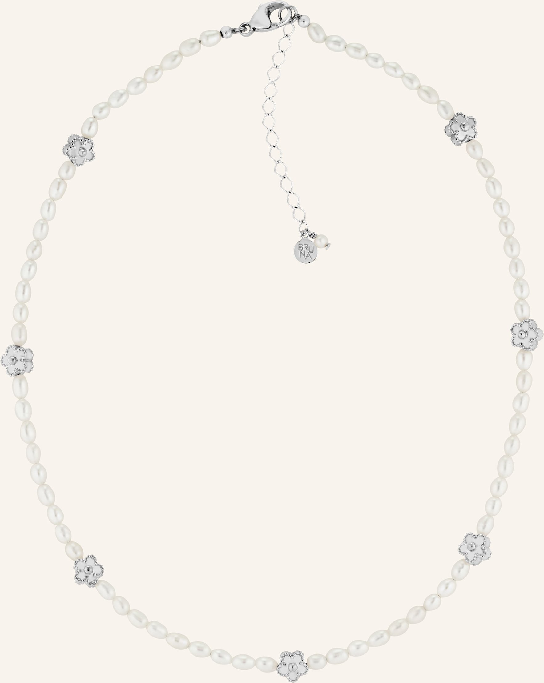Bruna The Label Choker Fiore Mit Perlen silber