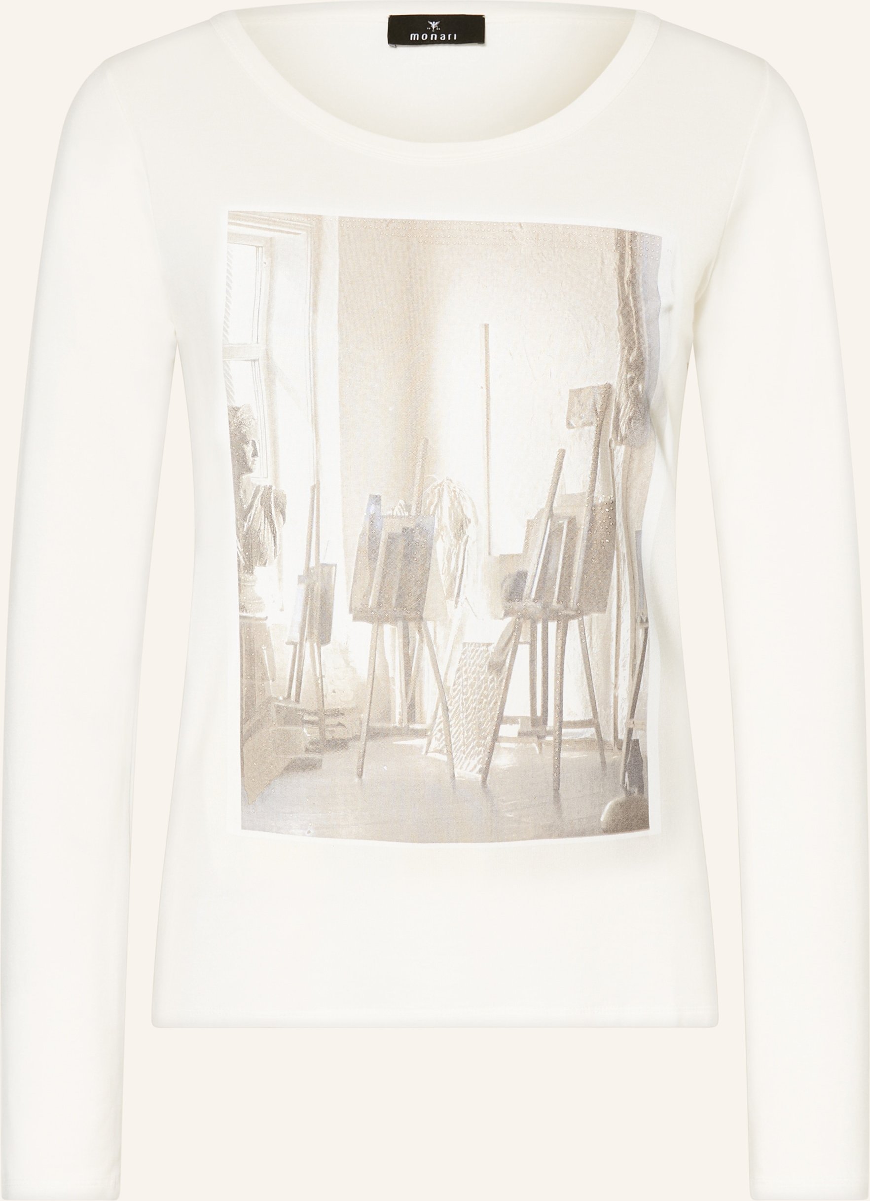Monari Longsleeve Mit Schmucksteinen weiss