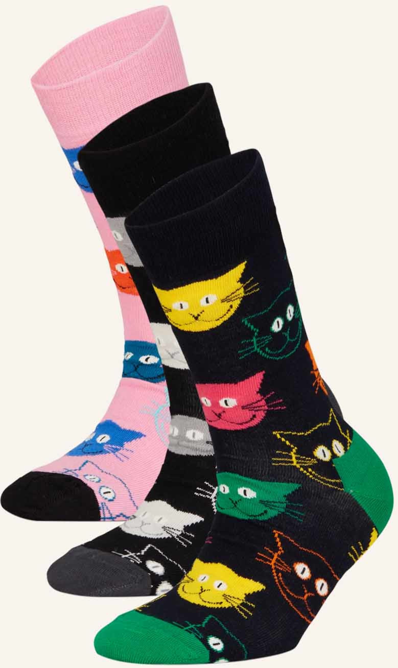 Thumbnail - Happy Socks 3er-Pack Strümpfe Cat Mit Geschenkbox rosa