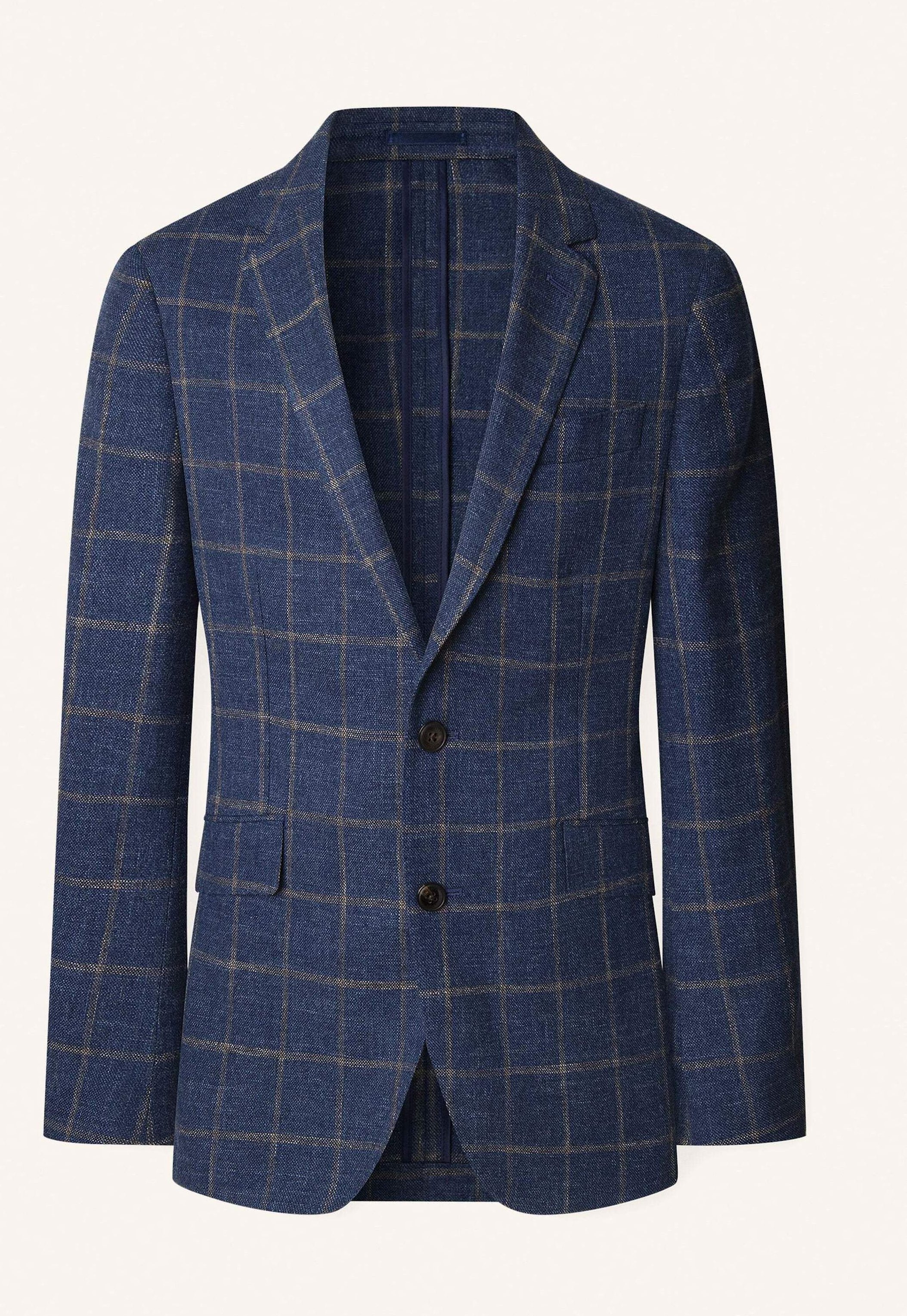 Hackett London Blazer Stretch Lin Mel Wpane blau