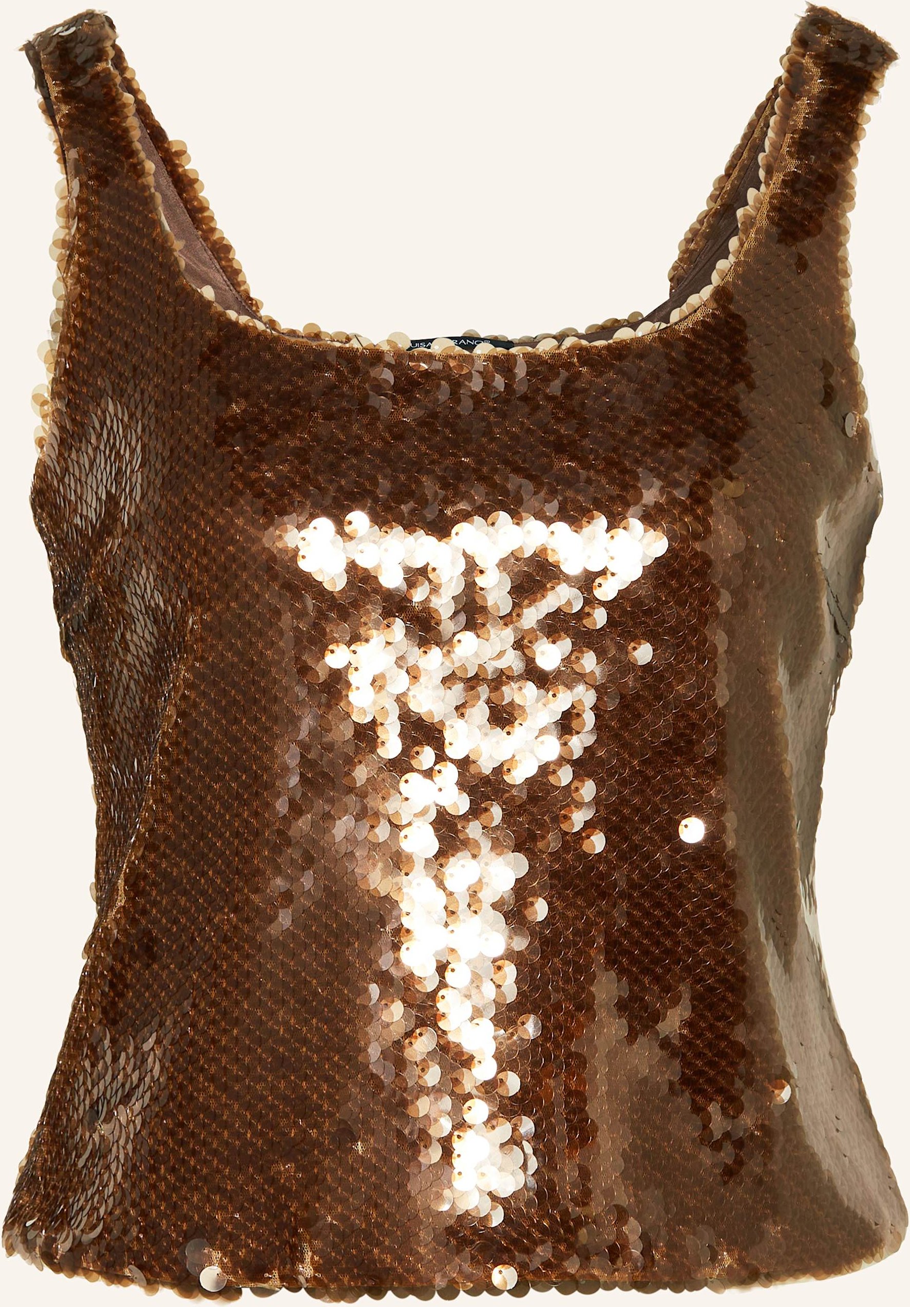 Luisa Cerano Top Mit Pailletten braun