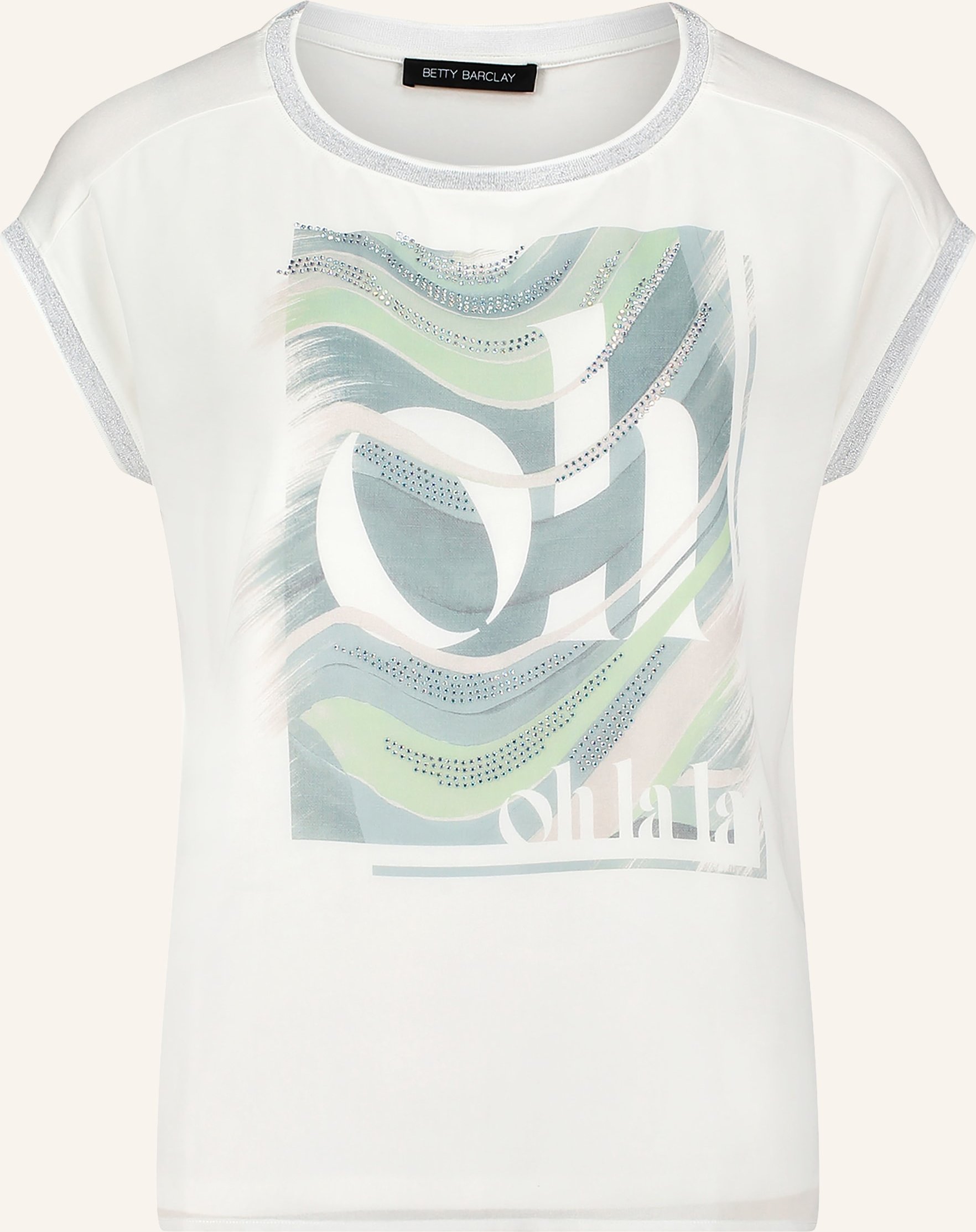 Betty Barclay T-Shirt Im Materialmix Mit Schmucksteinen weiss