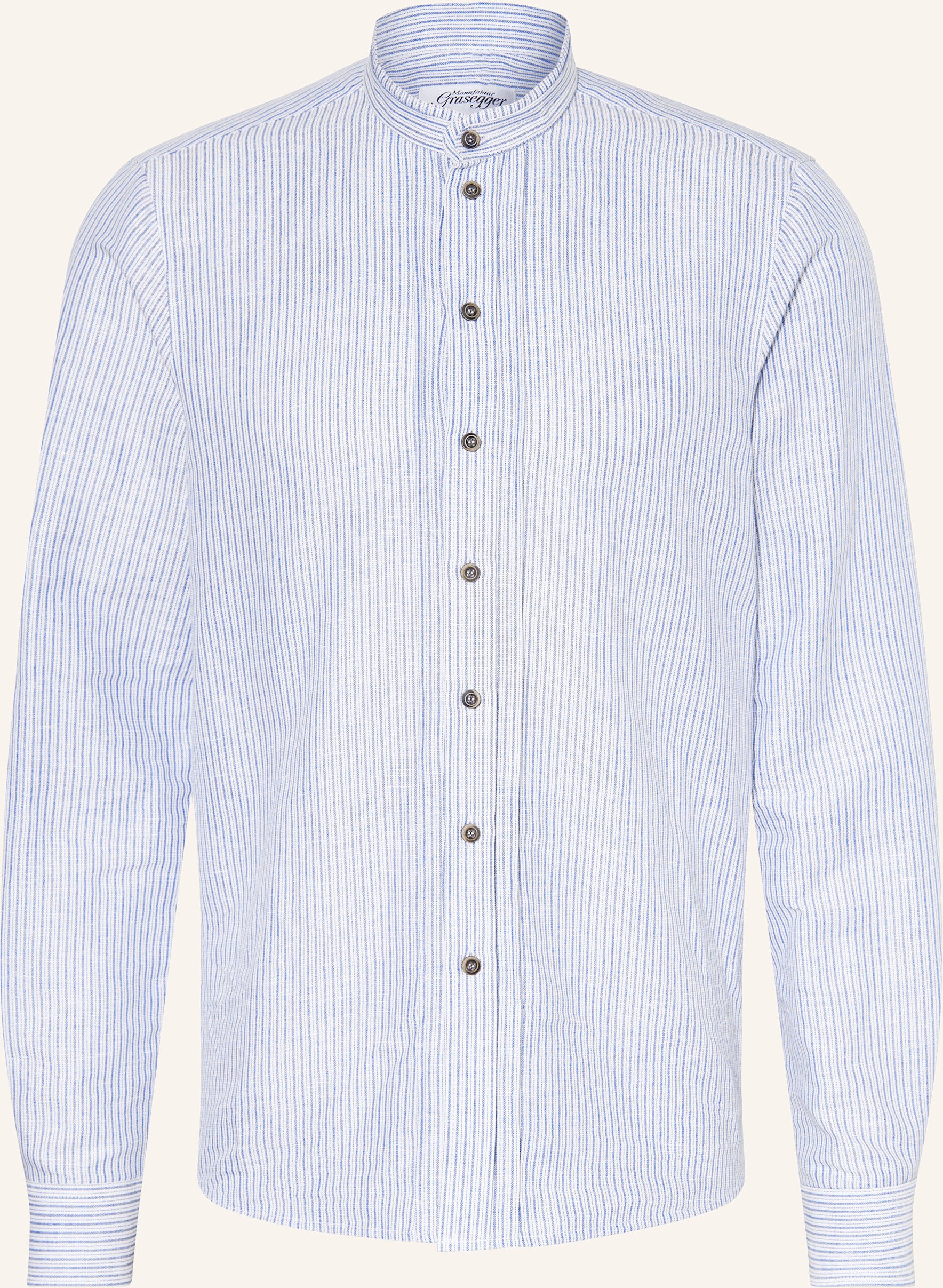 Grasegger Trachtenhemd Kissing Regular Fit Mit Stehkragen Und Leinen weiss