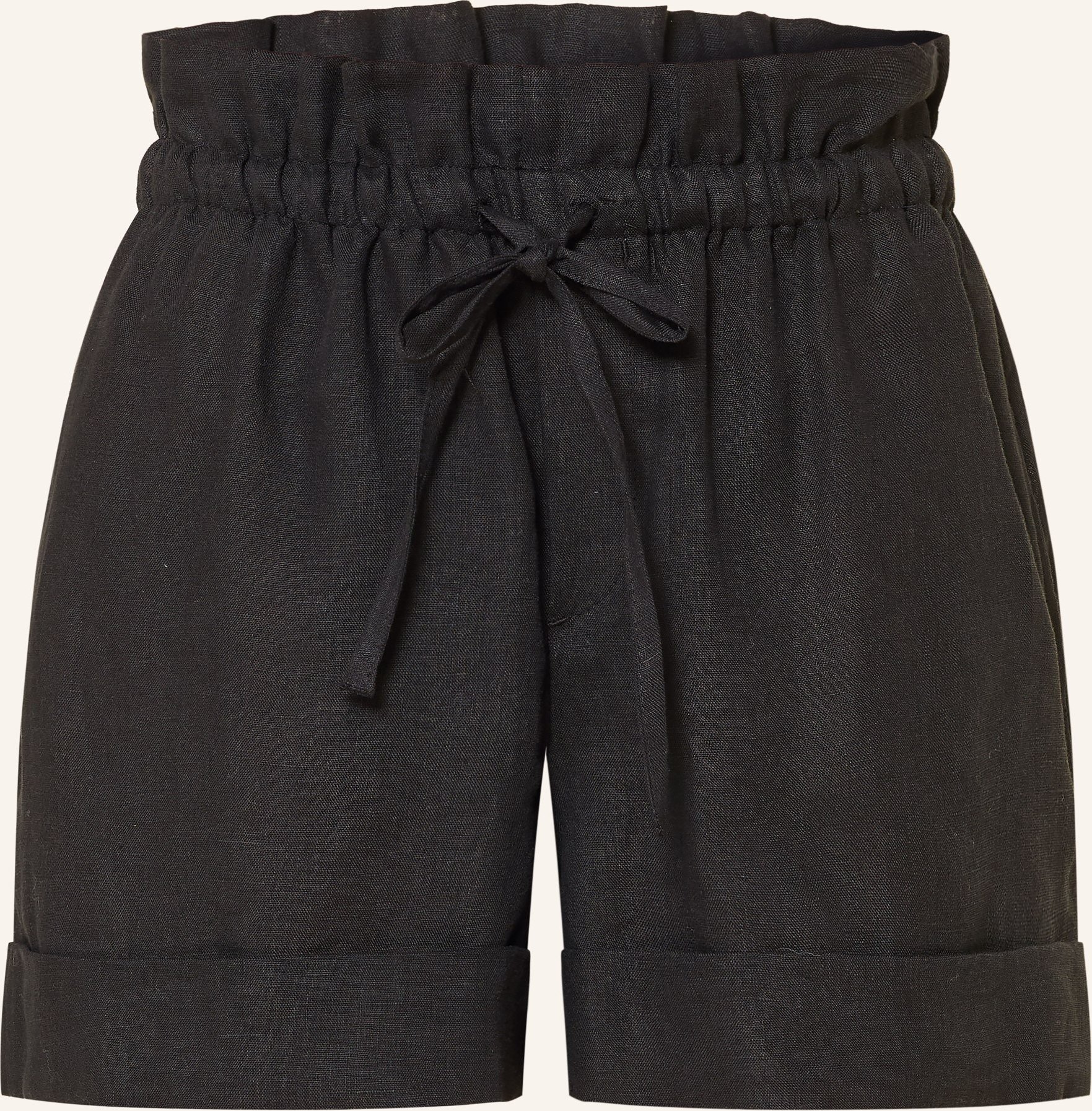 Drykorn Paperbag-Shorts Edict Aus Leinen schwarz