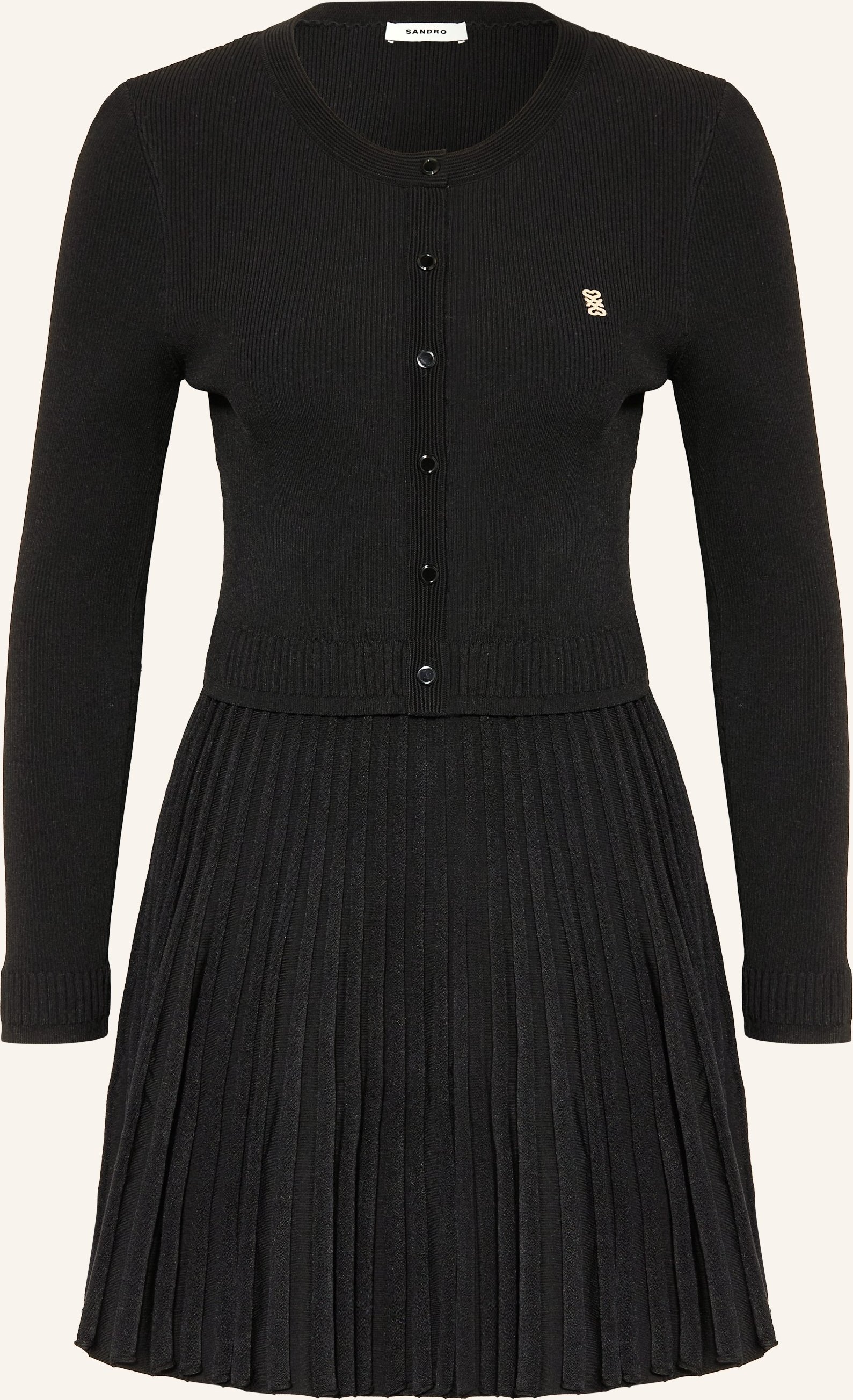 Sandro Strickkleid Mit Plissees schwarz