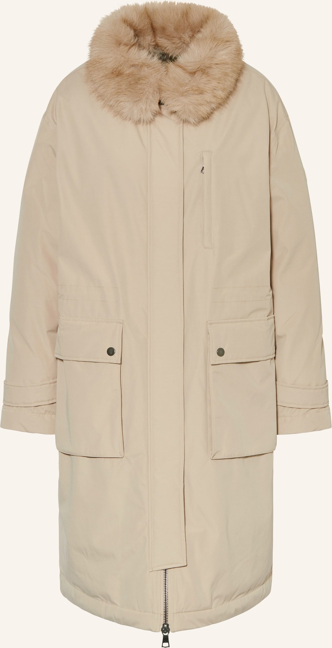 Thumbnail - No.1 Como Parka Mira Mit Abnehmbarem Kunstpelz beige