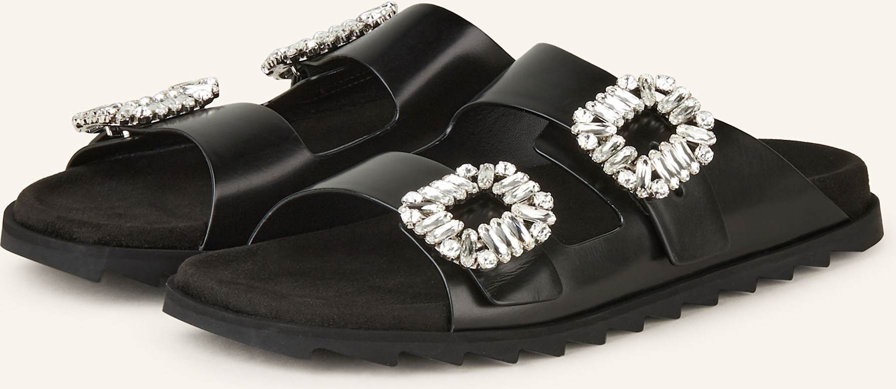 Thumbnail - Roger Vivier Pantoletten Slidy Viv‘ Mit Schmucksteinen schwarz
