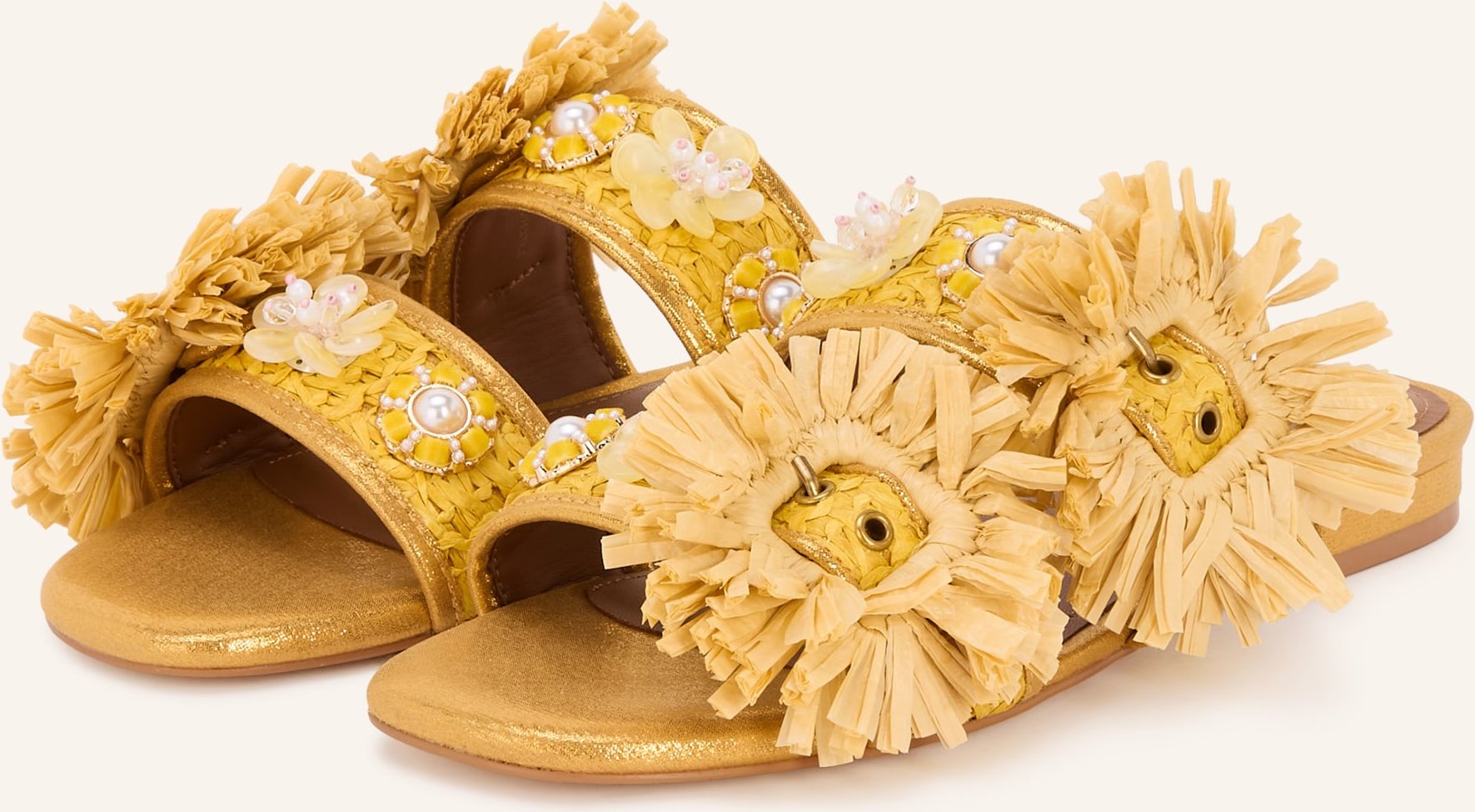 Kurt Geiger Mules Mit Schmuckperlen gelb