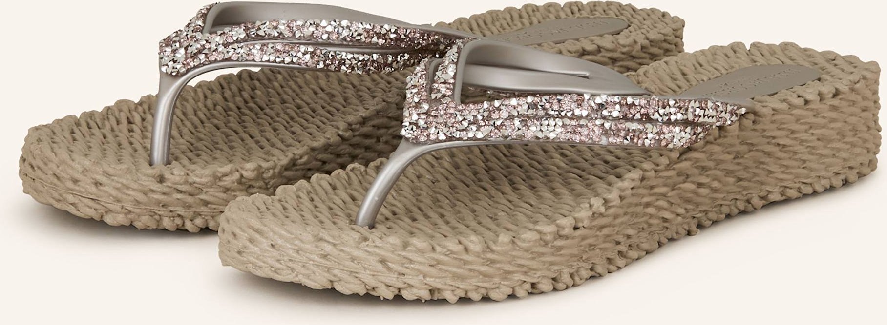 Ilse Jacobsen Zehentrenner Mit Schmucksteinen grau