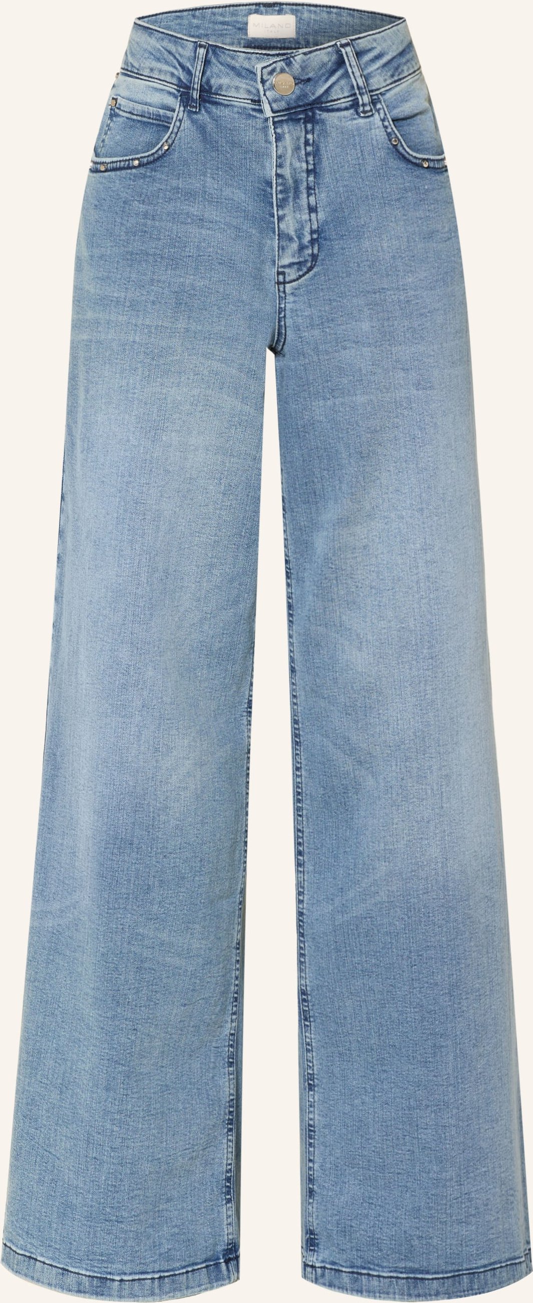 Milano Italy Wide Leg Jeans Mit Nieten blau