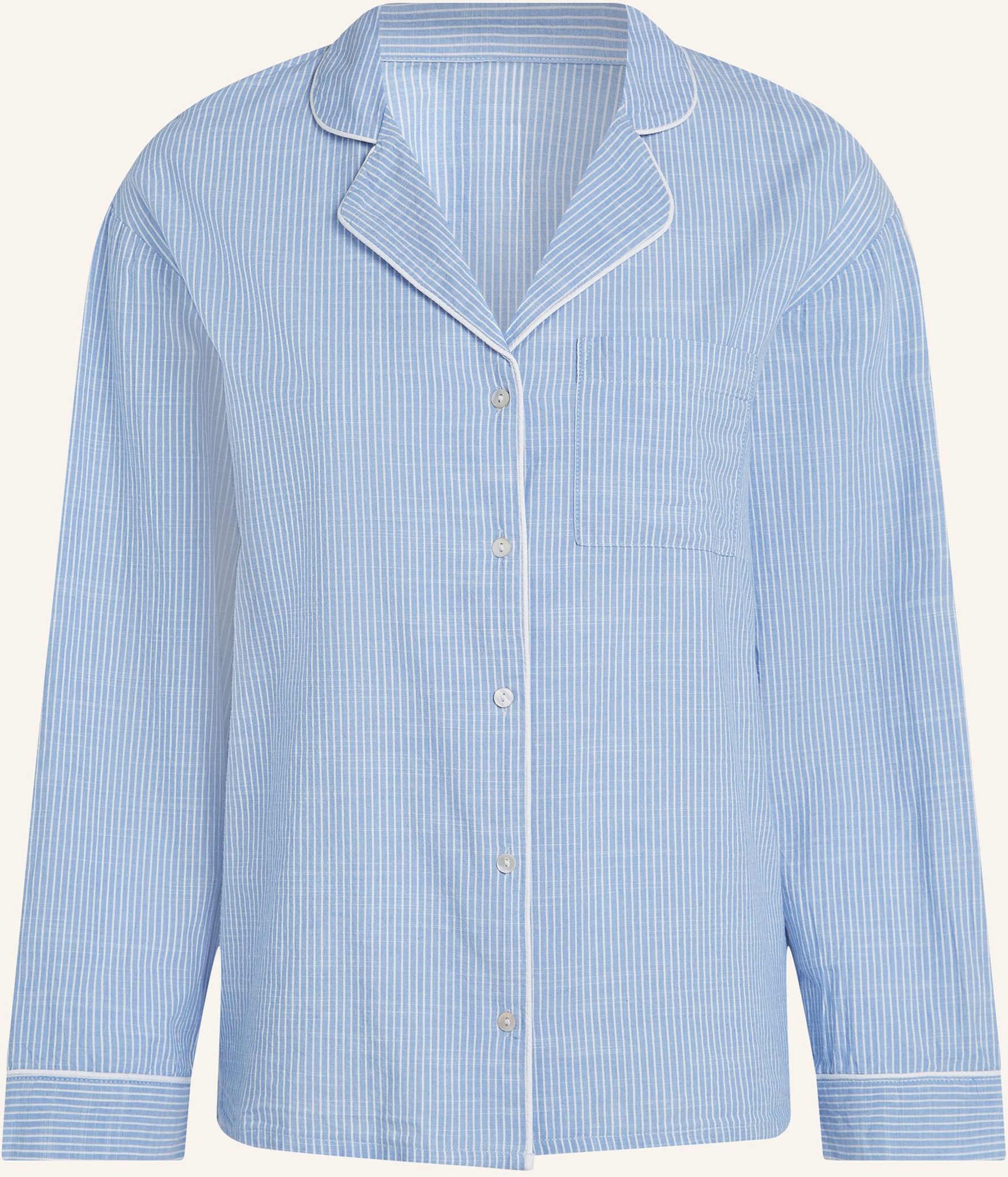 Hunkemöller Pyjama-Jacke Langarm blau