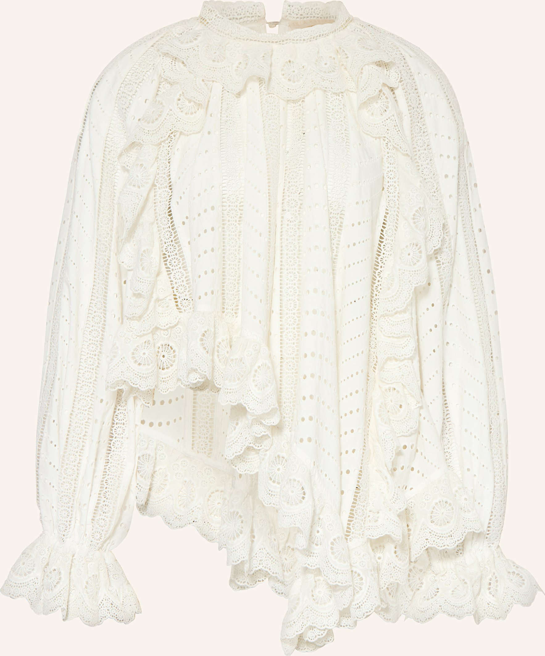 Ulla Johnson Blusenshirt Marcella Aus Lochspitze Mit Volants weiss